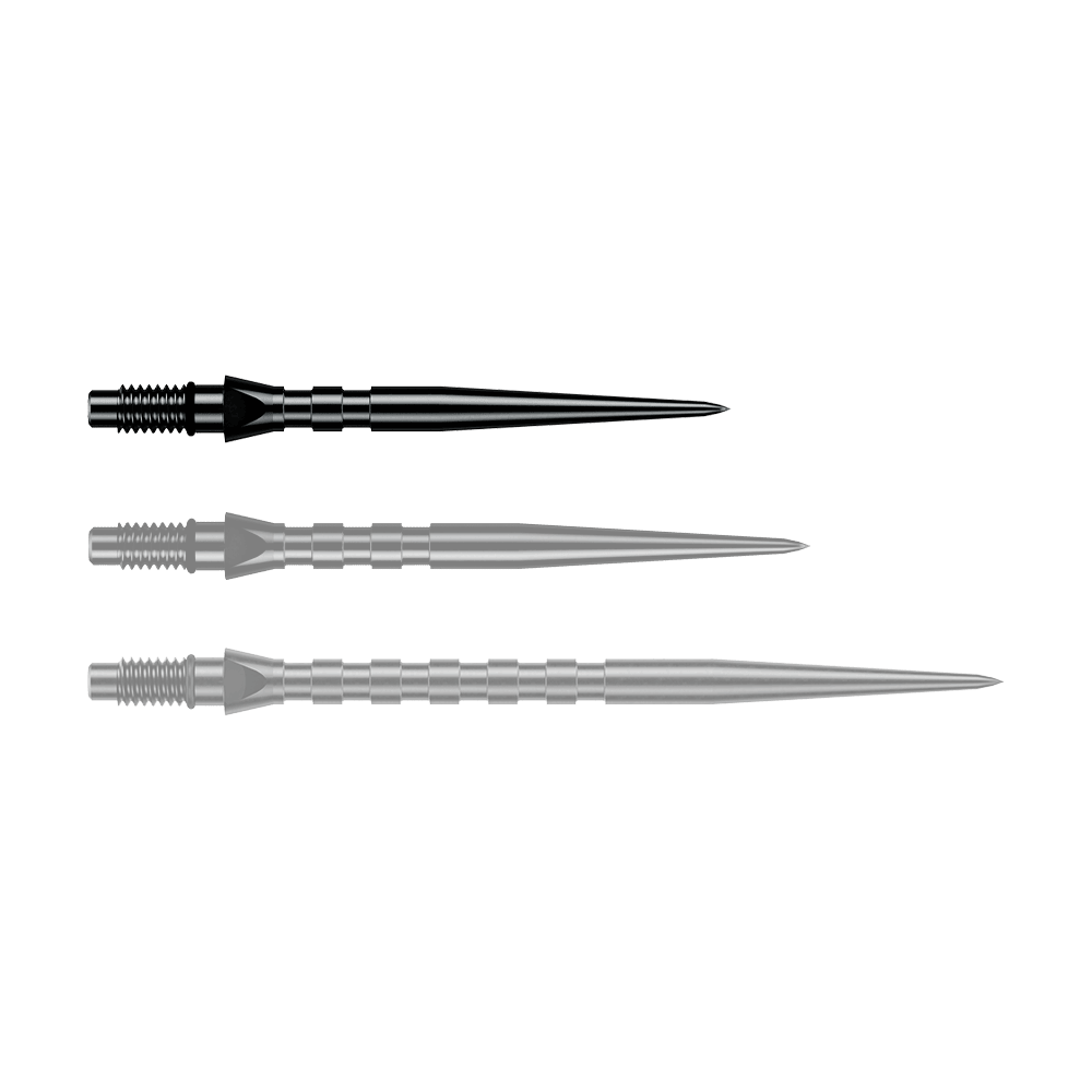 Pointes de fléchettes Winmau Switch Point Groove en acier - Noires Abgebildet ist eine einzelne schwarze Winmau Switch Point Groove Steeldartspitze, 26 mm lang. Sie eignet sich zum Austausch von Steeldartspitzen.