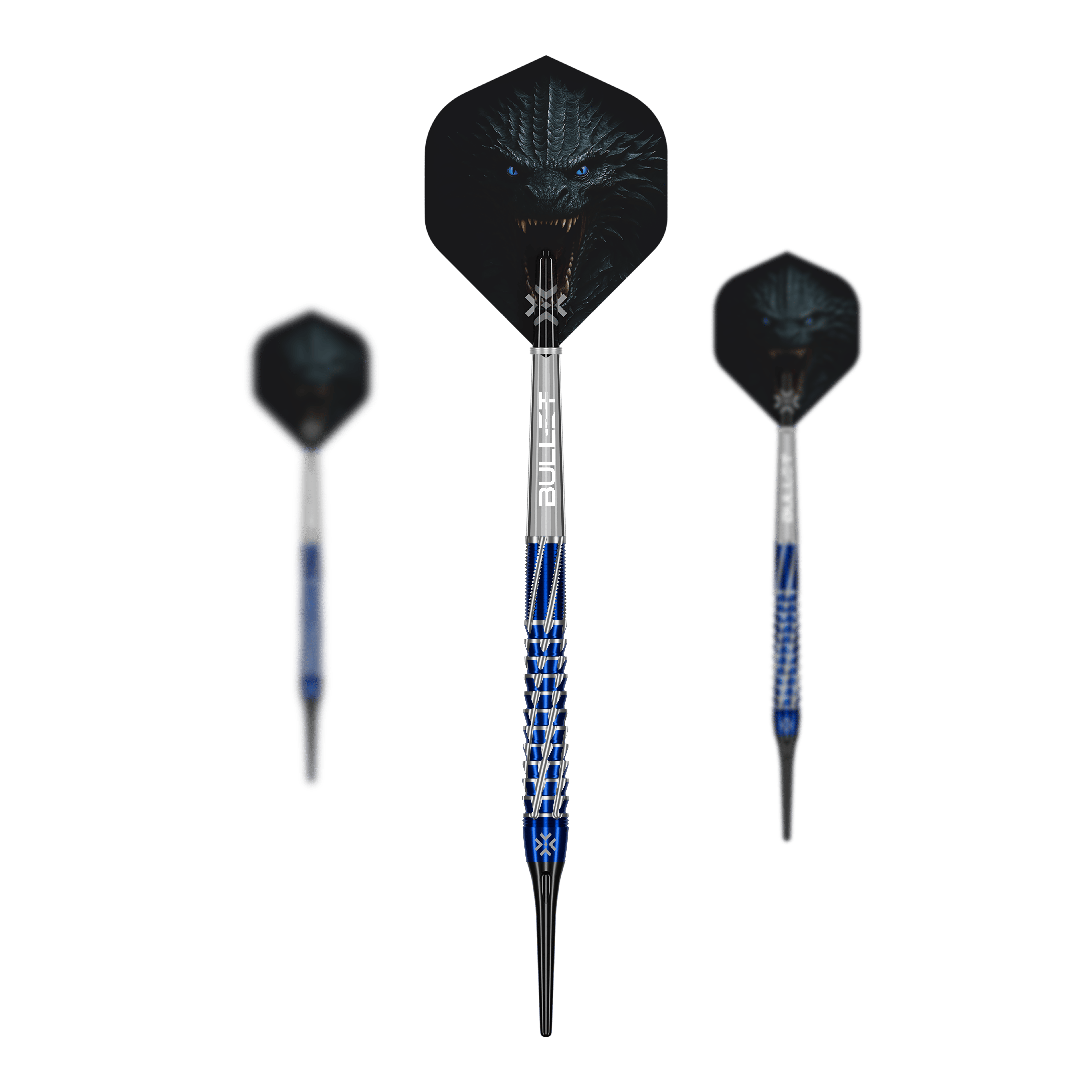 Abgebildet ist das Produkt Bullet Hydra Softdarts - 20g. Es handelt sich um ein Softdart-Set mit moderner Gestaltung.