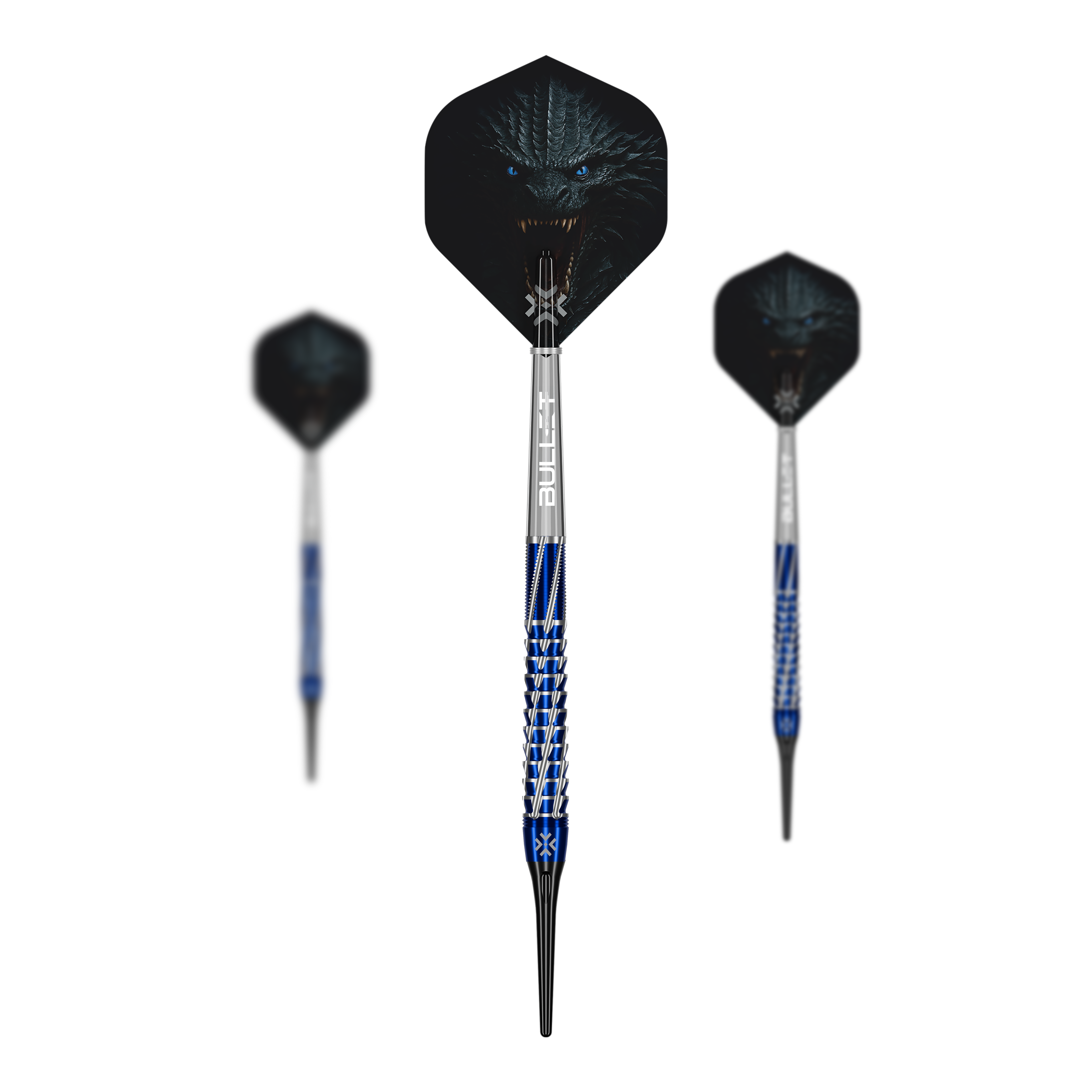 Fléchettes souples Bullet Hydra - 20 g Abgebildet ist das Produkt Bullet Hydra Softdarts - 20g. Es handelt sich um ein Softdart-Set mit moderner Gestaltung.