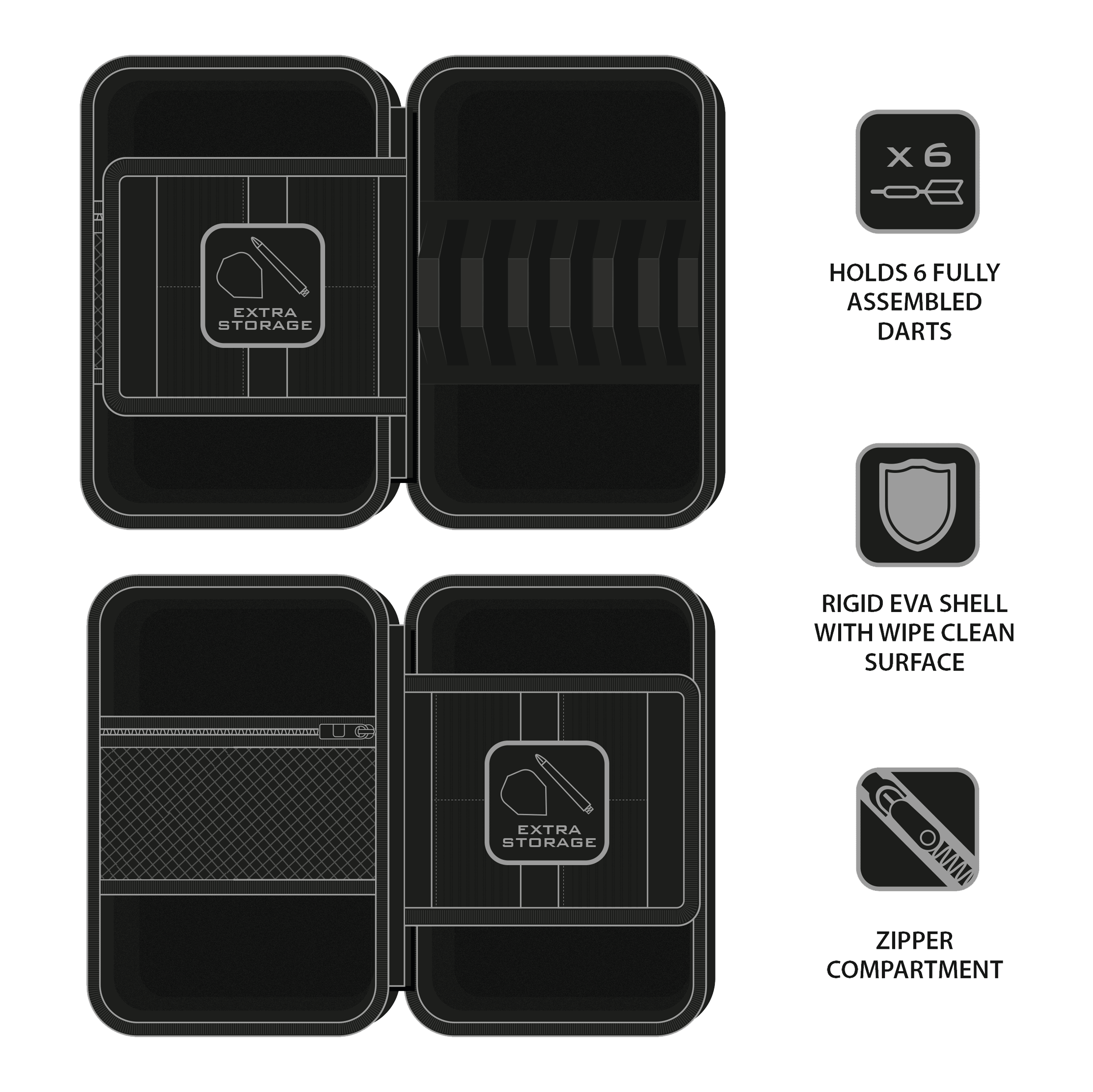 Étui à fléchettes Ryan Searle Player Pro6 de Harrow Harrows Ryan Searle Player Pro6 Dartcase ist ein professionelles Dartcase für Spieler. Es bietet Platz für mehrere Darts und Zubehör.