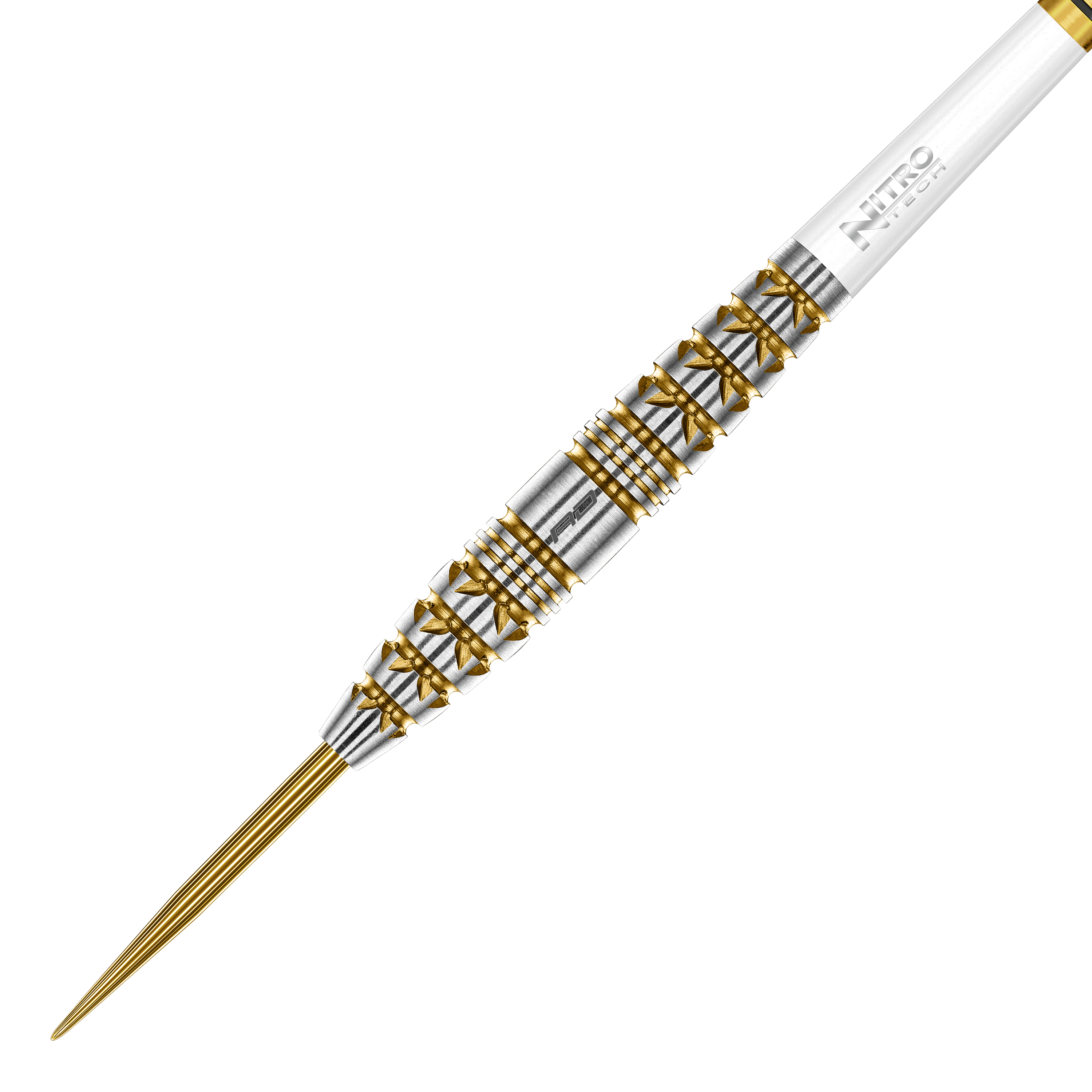 Fléchettes en acier Red Dragon Paradym Gold Torpedo Das Foto zeigt die Red Dragon Paradym Gold Torpedo Steeldarts aus einer anderen Perspektive. Die Darts zeichnen sich durch ein elegantes, goldenes Design aus.