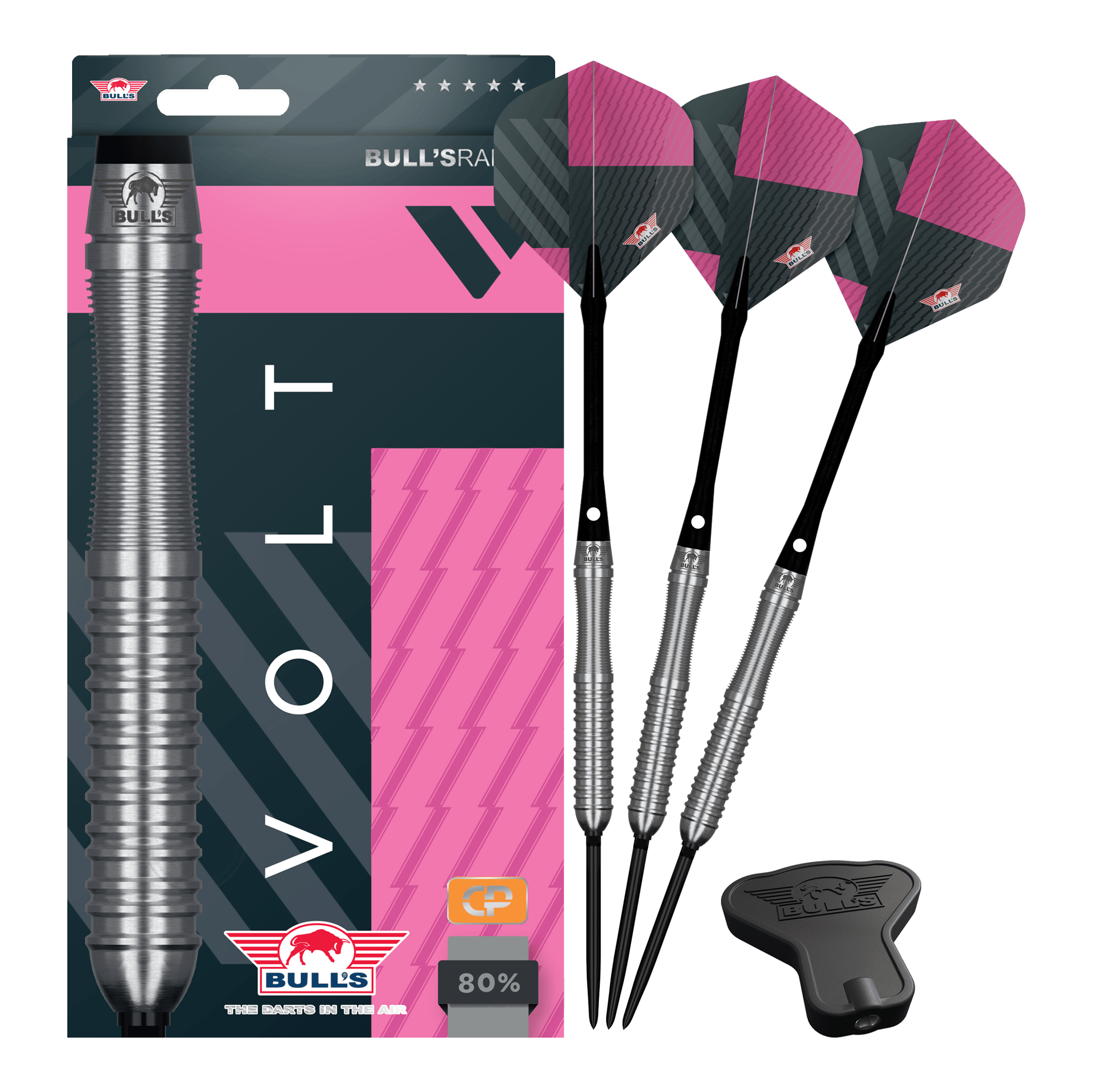 Fléchettes en acier Bulls NL Volt Pink Convertible Point