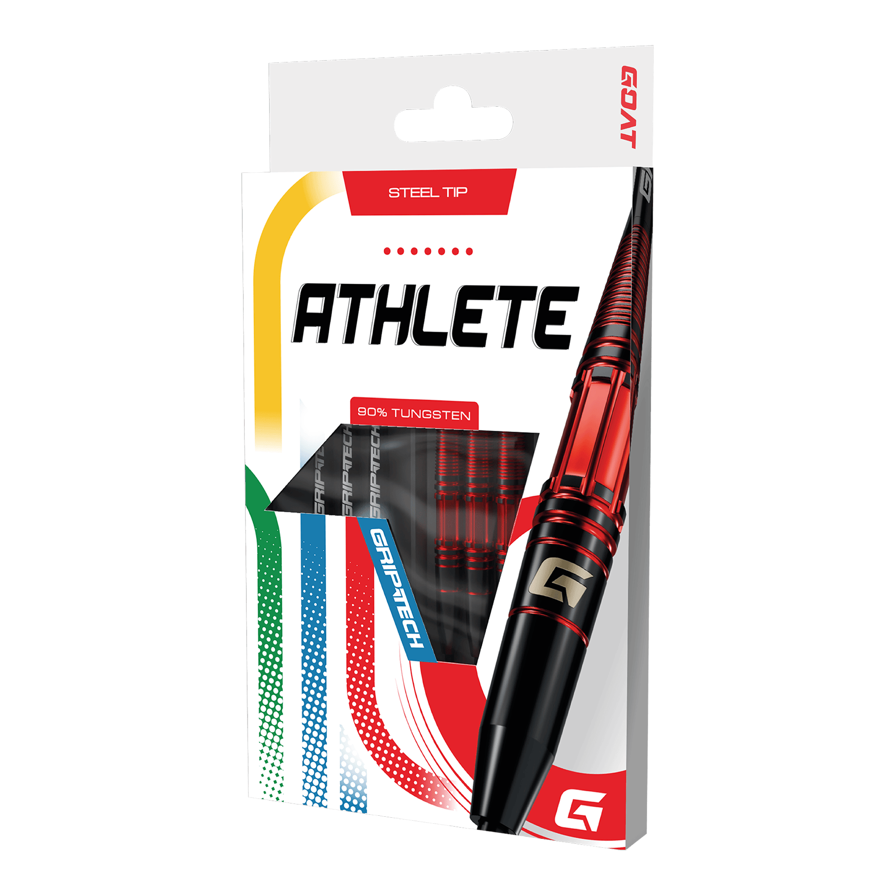 Fléchettes GOAT Athlete en acier tungstène rouge Auf dem Bild sind die GOAT Athlete Red Tungsten Steeldarts zu sehen. Sie zeichnen sich durch ein sportliches Aussehen aus.