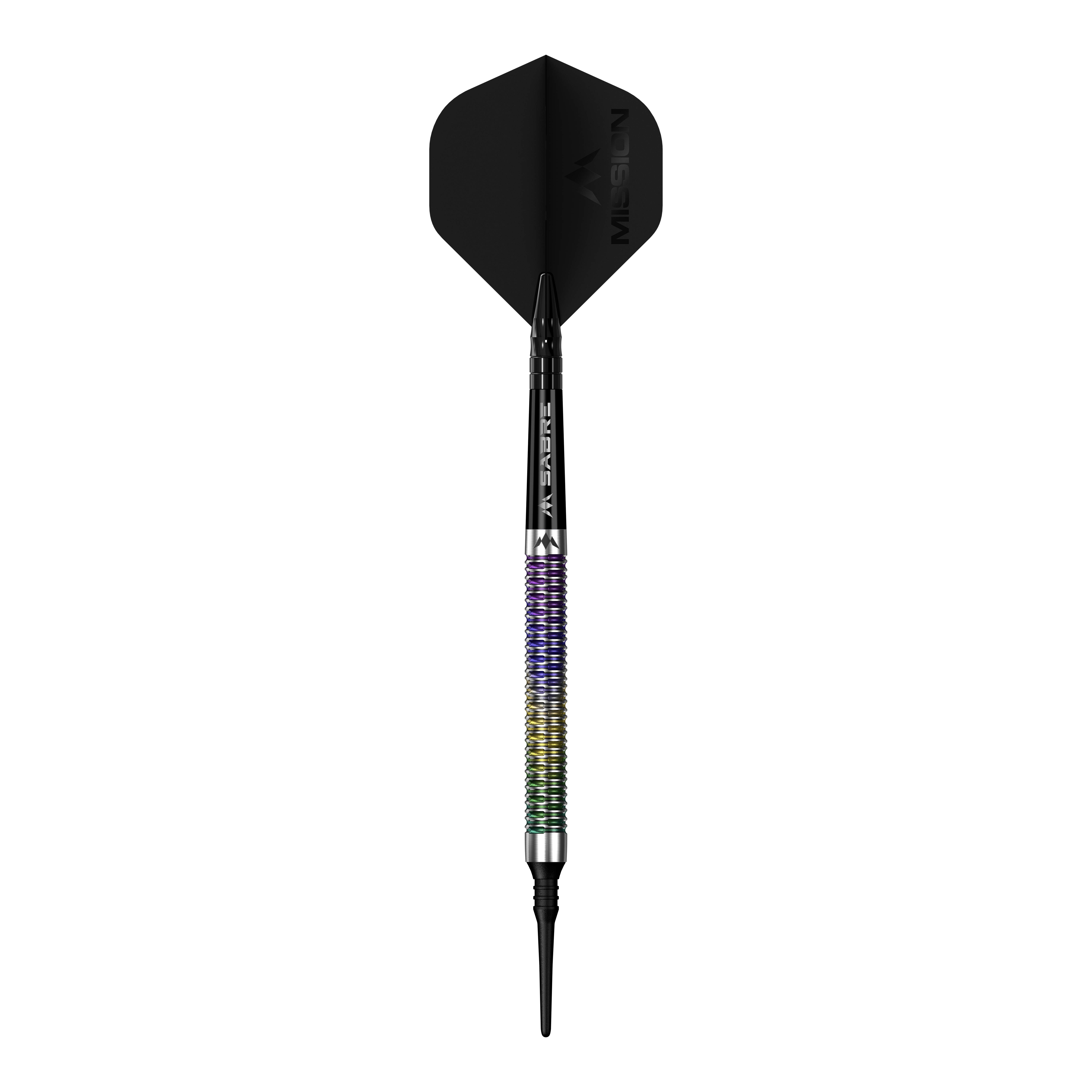 Fléchettes souples Mission Kaleidos - 19 g Das Bild zeigt den Mission Kaleidos Softdarts - 19g. Der Softdart ist seitlich dargestellt.