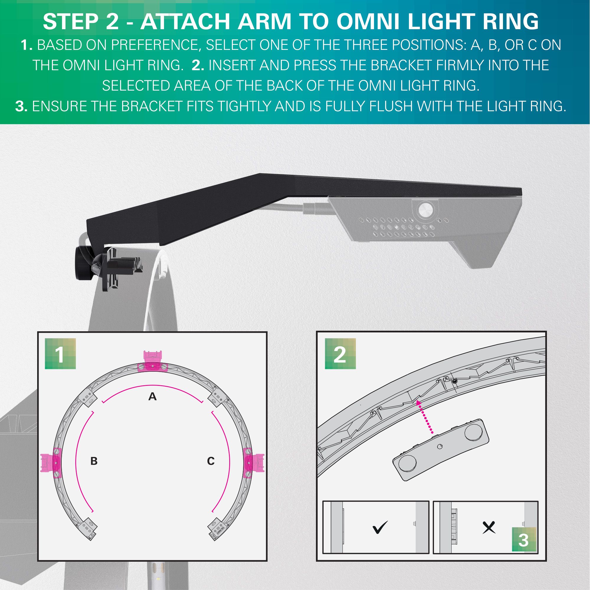 Bras de caméra Target OMNI VIRT Das Bild zeigt den Target OMNI VIRT Kamera Arm. Es handelt sich um ein technisches Produkt für Dartsport-Zubehör.