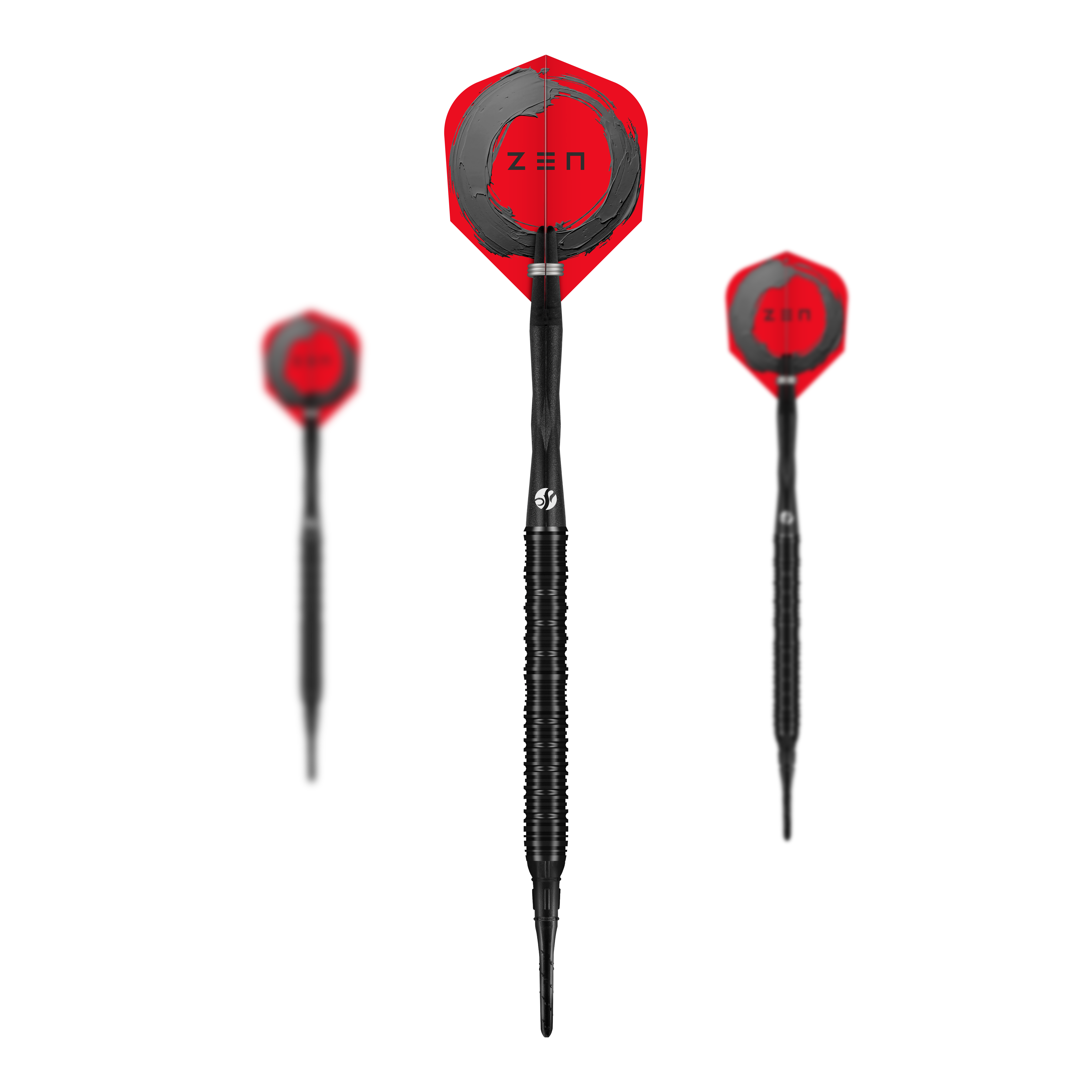 Fléchettes en mousse Shot ZEN Straight - 20 g Das Bild zeigt ein Set der Shot ZEN Straight Softdarts - 20g. Das Set ist komplett für den Dartgebrauch ausgelegt.