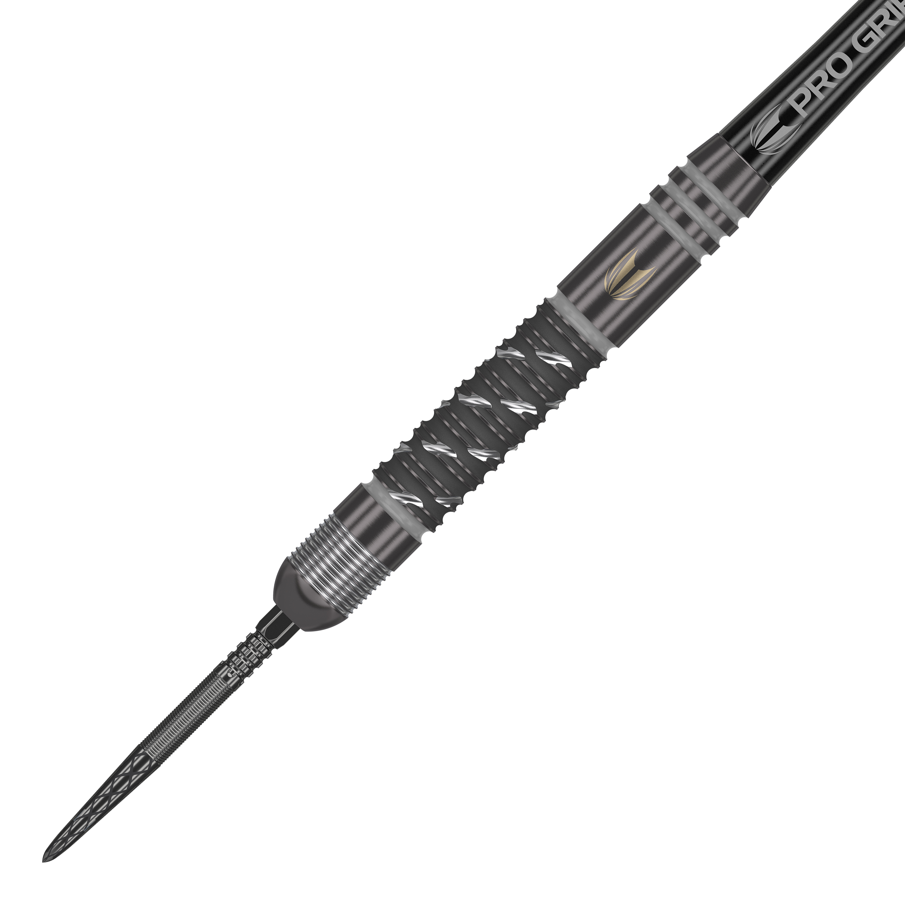 Fléchettes en acier Target Dimitri Van Den Bergh X Echo Swiss Point Auf dem Bild ist ein Target Dimitri Van Den Bergh X Echo Swiss Point Steeldart zu sehen. Der Dart hat ein modernes, schwarzes Design mit silbernen Akzenten und einer strukturierten Griffzone.