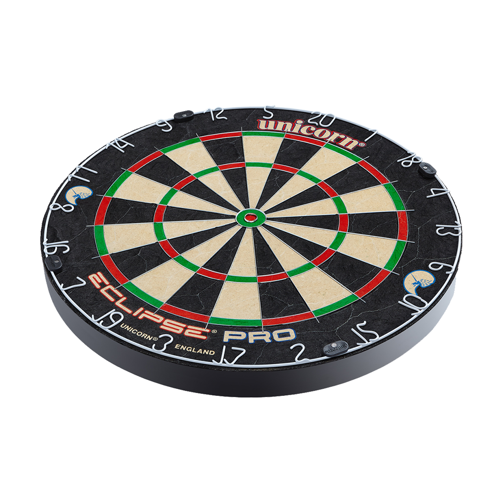 Cible de fléchettes Unicorn Eclipse Pro Dies ist ein Unicorn Eclipse Pro Dartboard. Die Dartscheibe hat ein klassisches, farbiges Design mit klar lesbaren Zahlen.