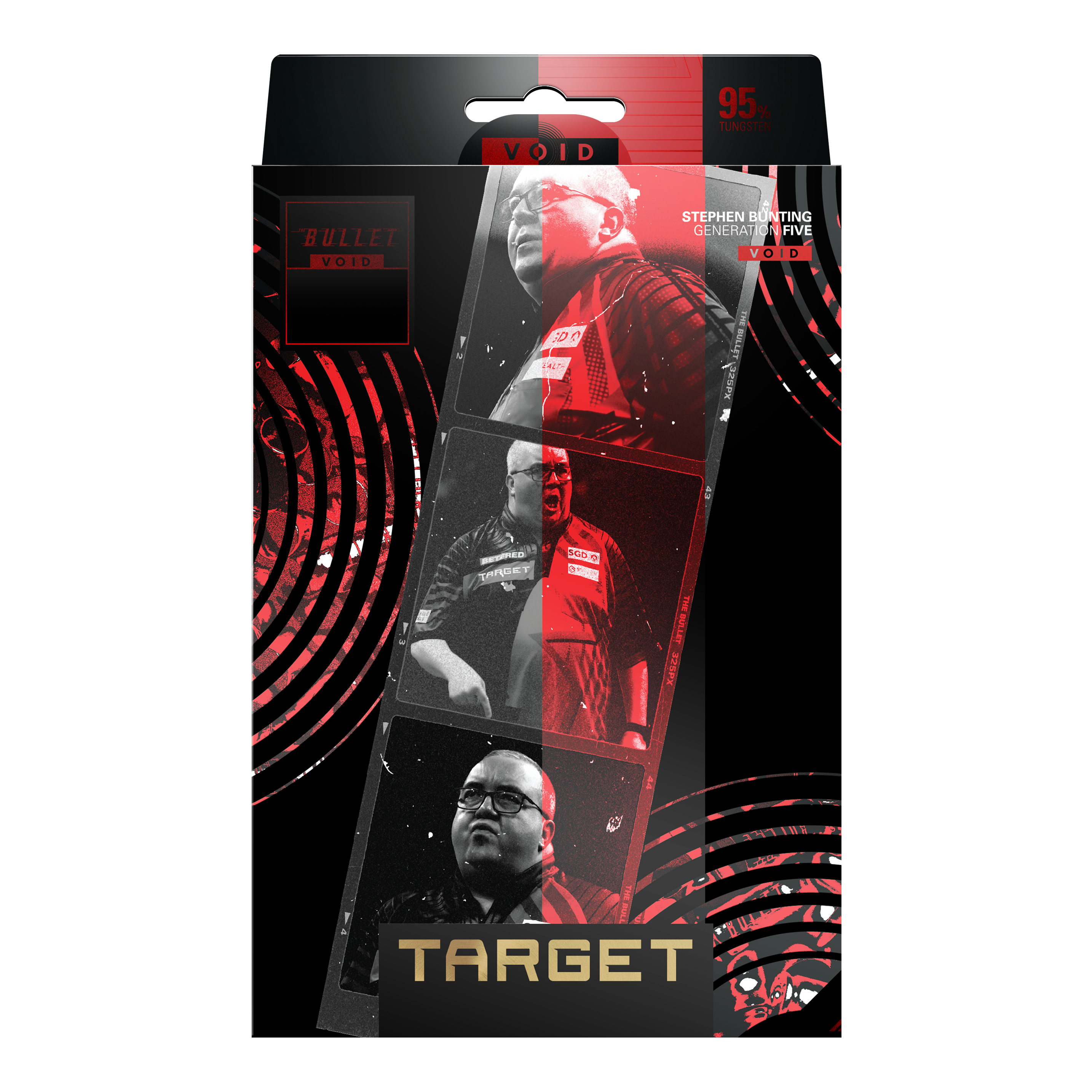 Fléchettes souples Target Stephen Bunting GEN5 Void - 18 g Die Abbildung zeigt die Target Stephen Bunting GEN5 Void Softdarts - 18g. Sie zeichnen sich durch eine hochwertige Verarbeitung und ein modernes Aussehen aus.
