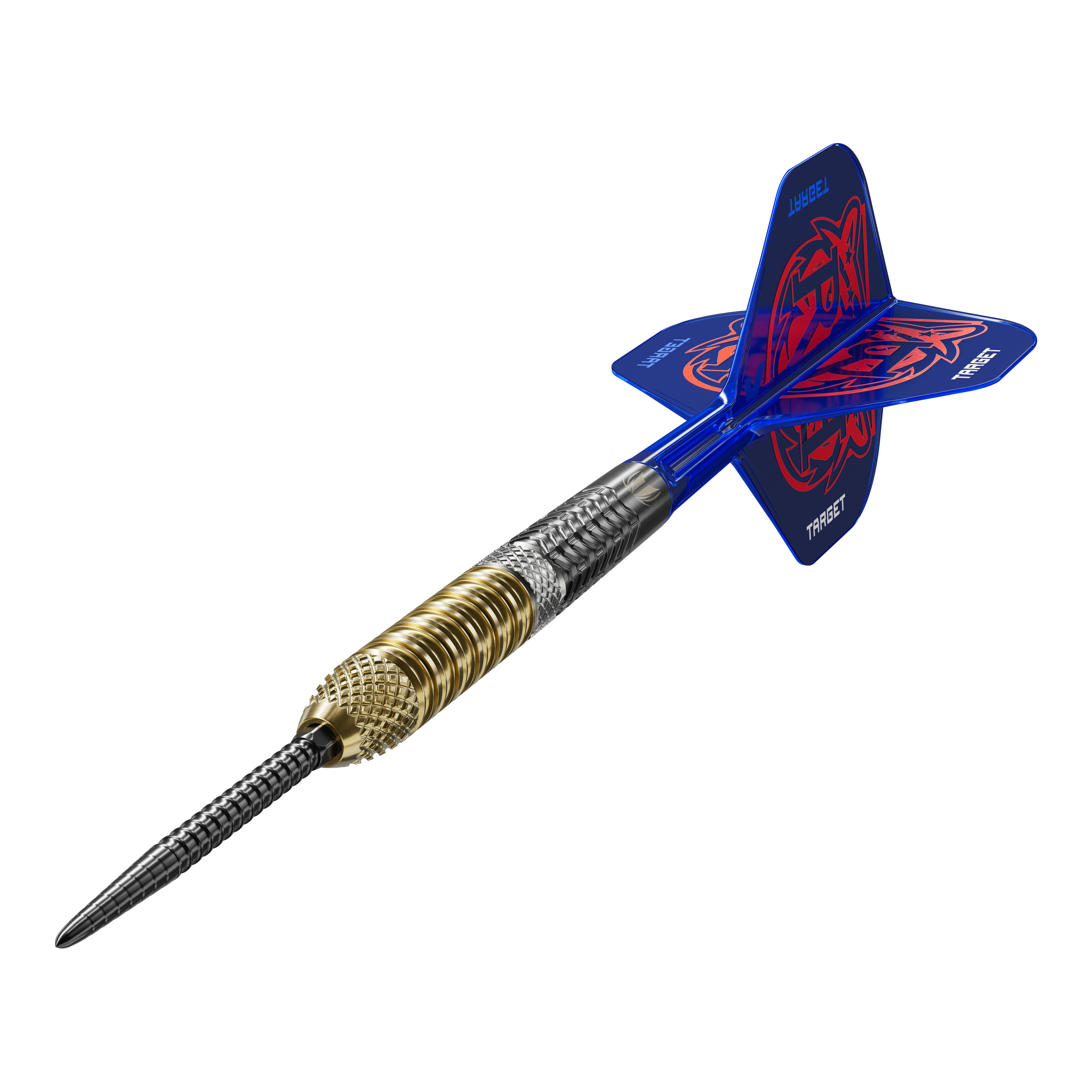 Abgebildet sind die Target Raymond Van Barneveld GEN6 Swiss Point Steeldarts. Es handelt sich um hochwertige Steeldarts für Dartspieler.