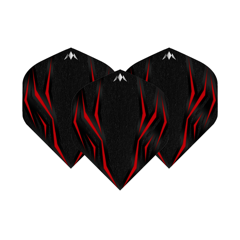 Mission Lava Red n° 6 Vols Das Bild zeigt die Mission Lava Red No6 Flights. Es sind rote Flights für Dartpfeile.