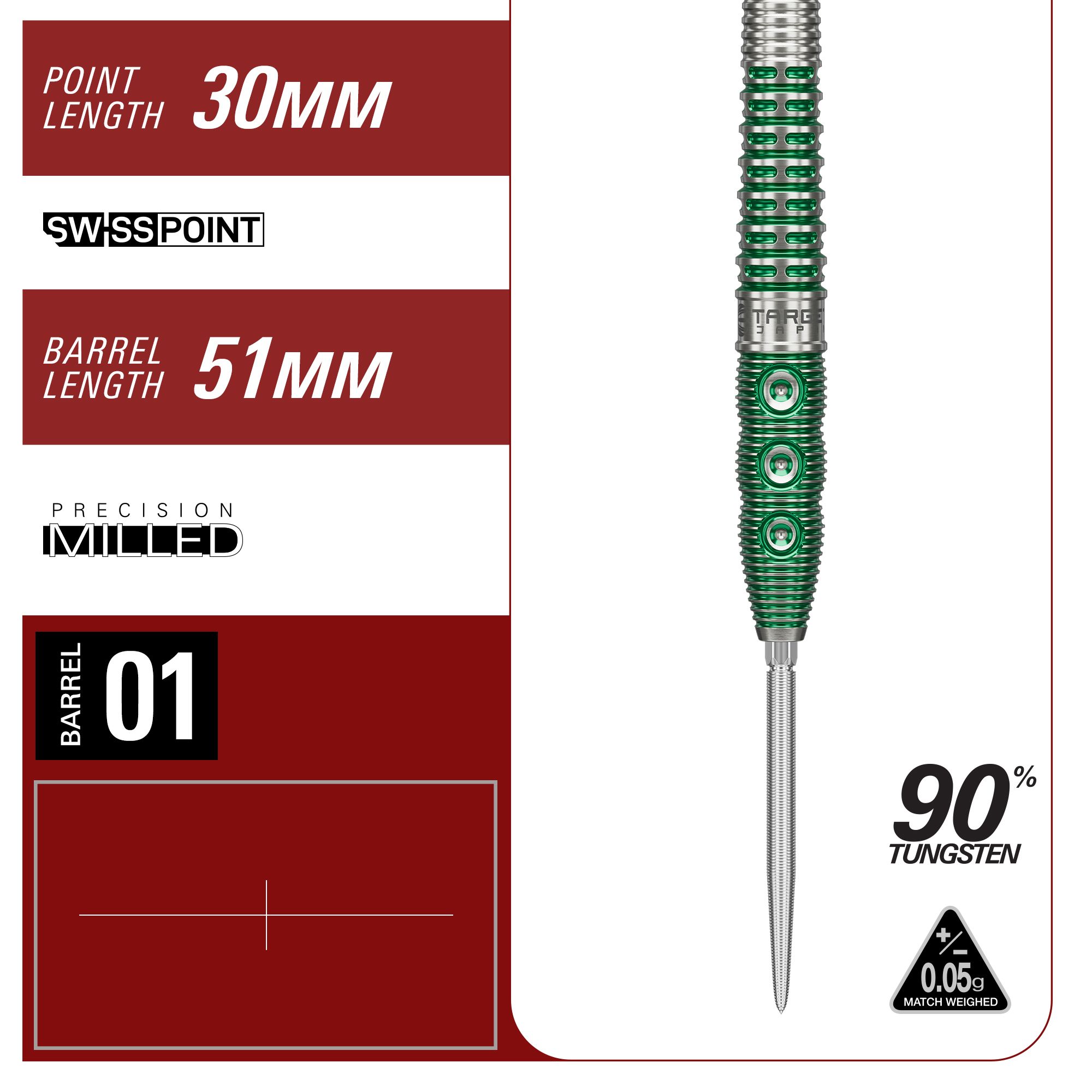Das Bild zeigt die Target Japan Prime Series Motomu Sakai Xeno GEN1 Swiss Point Steeldarts. Diese Steeldarts sind für ambitionierte Dartspieler konzipiert.