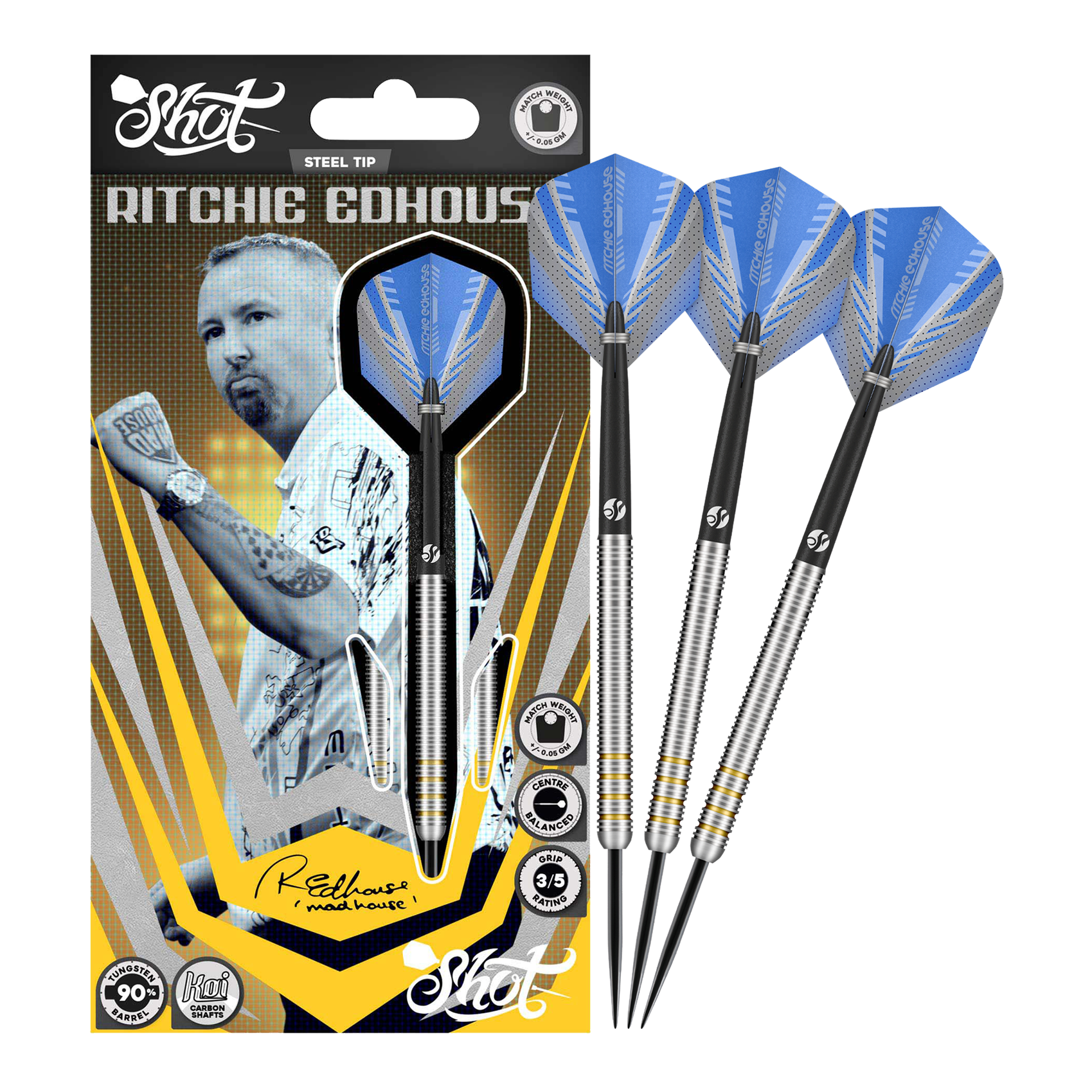 Fléchettes en acier à noyau Ritchie Edhouse Abgebildet sind die Shot Ritchie Edhouse Core Steeldarts in voller Ansicht. Sie überzeugen durch ihr hochwertiges Design.
