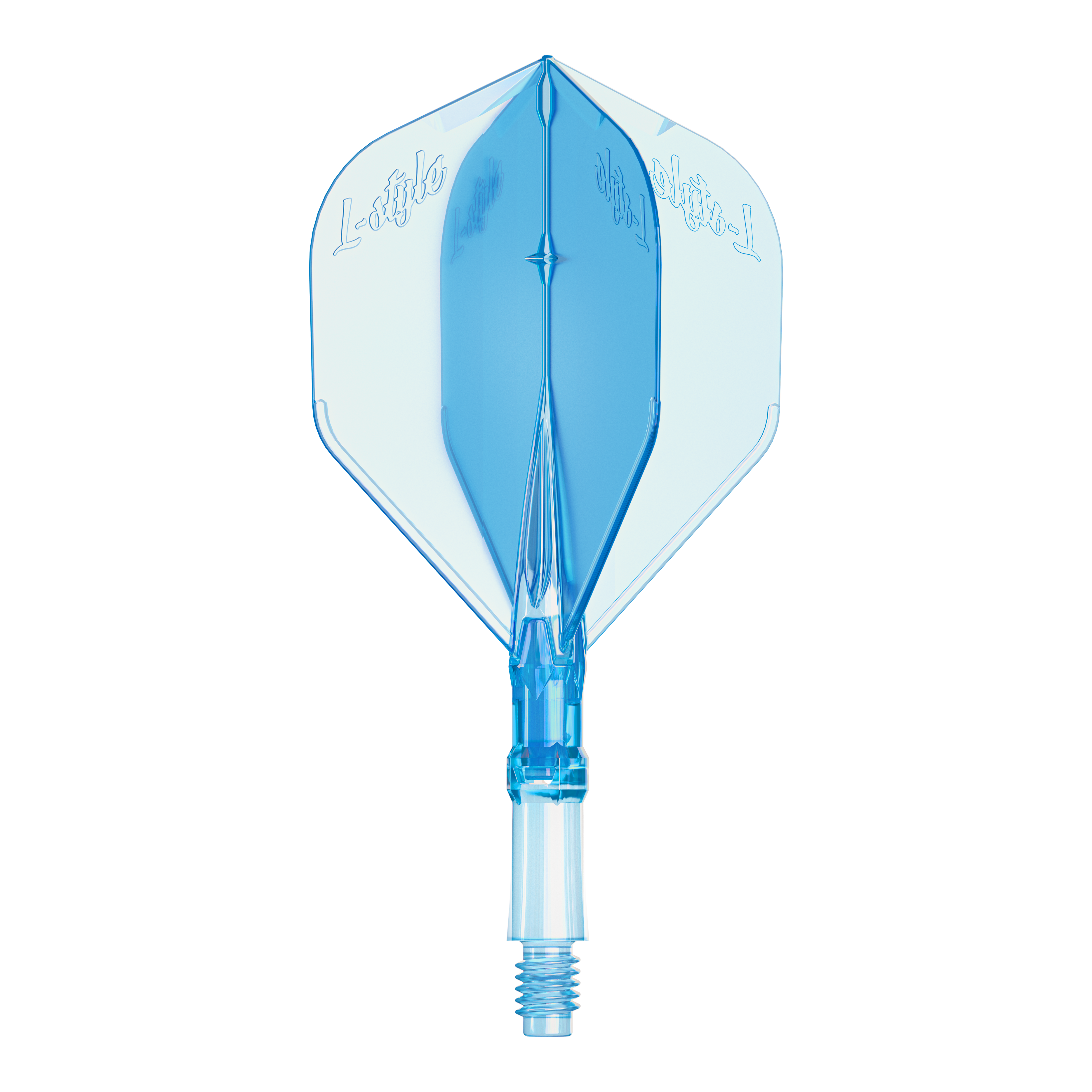 Vols L-L-Style-System - Bleu clair Abgebildet ist ein L-Style L-System Flight in klarer blauer Farbe, Größe Small. Es ist ein Ersatz-Flight für Dartpfeile.