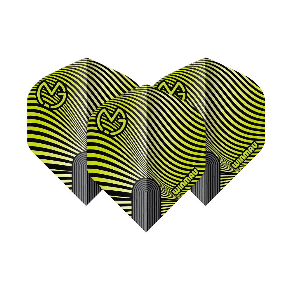 Vols standard Winmau Prism Delta MvG Vert Noir N°2 Gezeigt werden die Winmau Prism Delta MvG Green Black No2 Standard Flights. Das Set umfasst standardförmige Dartflights in Grün und Schwarz.