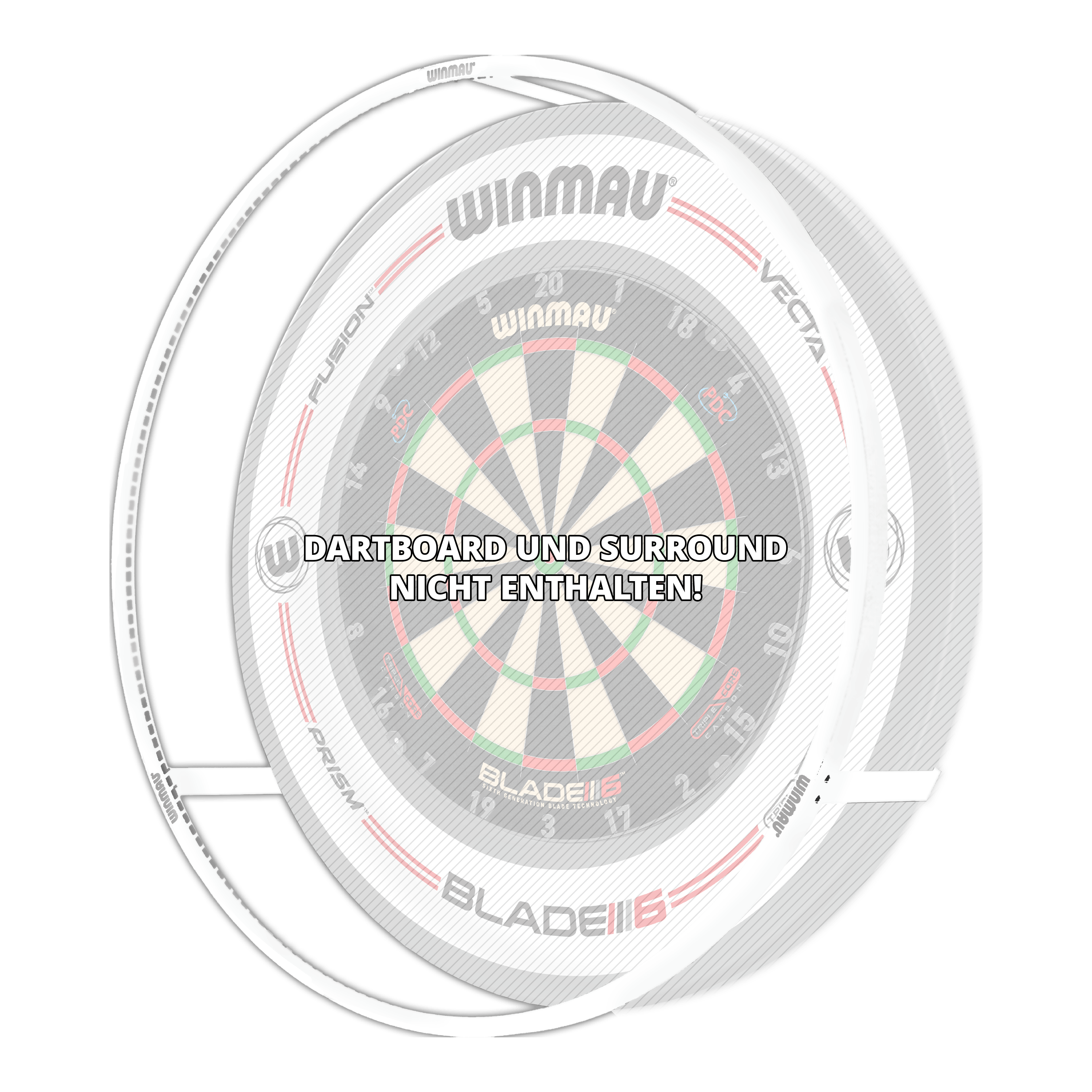 Lampe de fléchettes à LED Winmau Plasma Ice Auf dem Bild ist das Produkt "Winmau Plasma Ice LED Dartboard Light" zu sehen. In der Mitte steht geschrieben: "Dartboard und Surround nicht enthalten!"