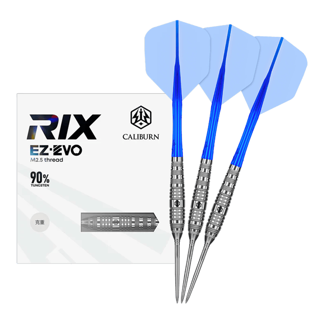 Fléchettes en acier Caliburn Rix EZ-EVO R3 Dieses Bild zeigt die Caliburn Rix EZ-EVO R3 Steeldarts in voller Ansicht. Das Produkt ist auf Präzision und Balance ausgelegt.