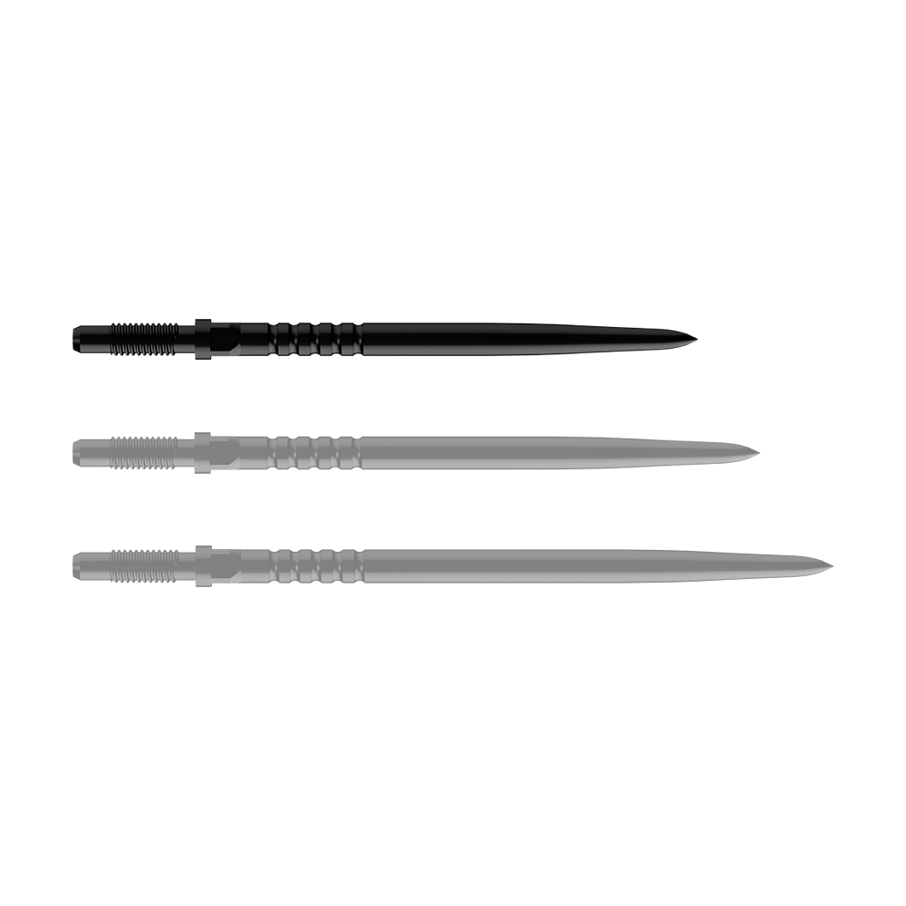 Pointes de fléchettes convertibles Bulls NL - Grip annelé - Noires Abgebildet ist ein Dartspitzen-Set. Es handelt sich um BullsNL Convertible Points mit Ringed Grip in Schwarz, 32mm.