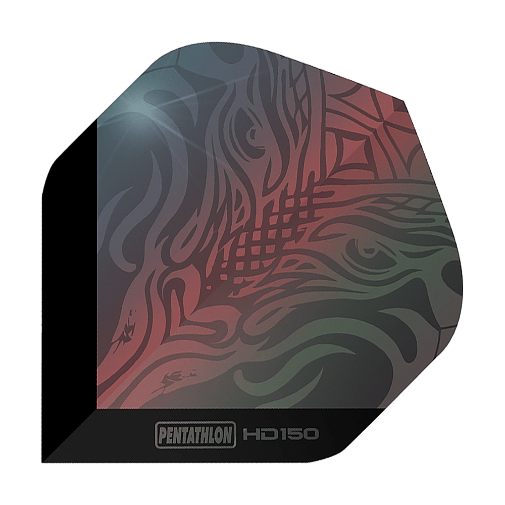 Volets standard Pentathlon HD150 gris métallisé Dies ist ein Pentathlon HD150 Metallic Grau Standard Flight für Darts. Das Flight hat ein abstraktes Muster in metallicfarbenen Grau- und Rottönen.