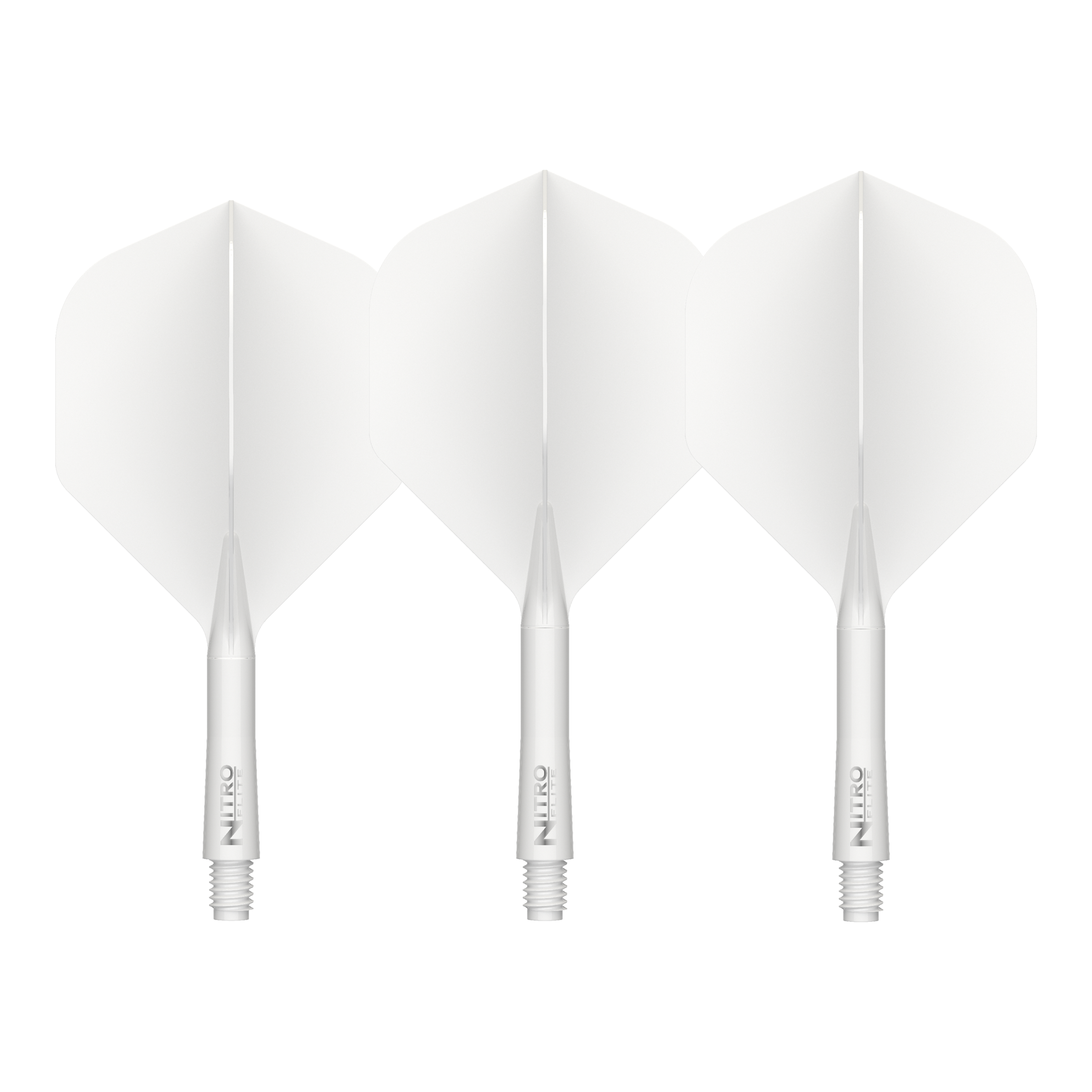 Ailettes Red Dragon Nitroflite blanches, tige blanche, n° 2 Abgebildet sind die Red Dragon Nitroflite White Shaft White Flights No2. Diese Flights und Shafts sind in Weiß gehalten.