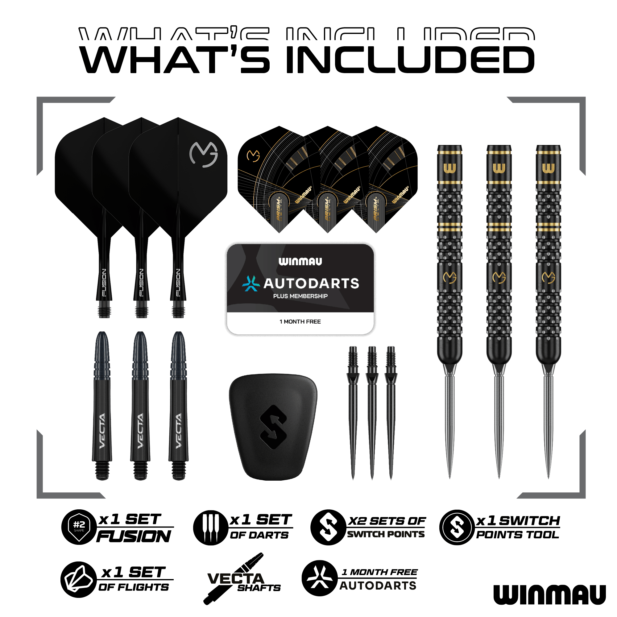 Fléchettes en acier Winmau Michael Van Gerwen W-MAX Switch Point
