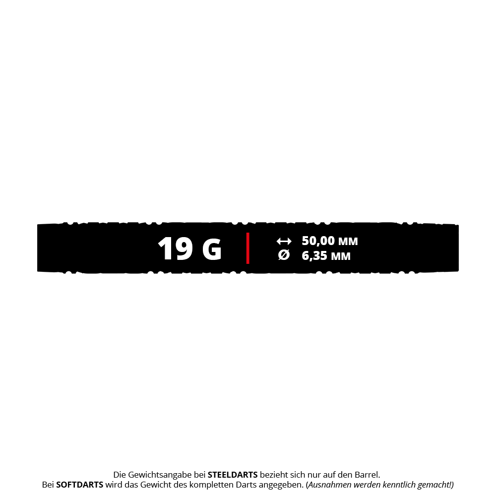 Das Bild zeigt die Target Luke Littler Edge Softdarts - 19g. Die Darts sind deutlich mit ihrer speziellen Gestaltung zu erkennen.