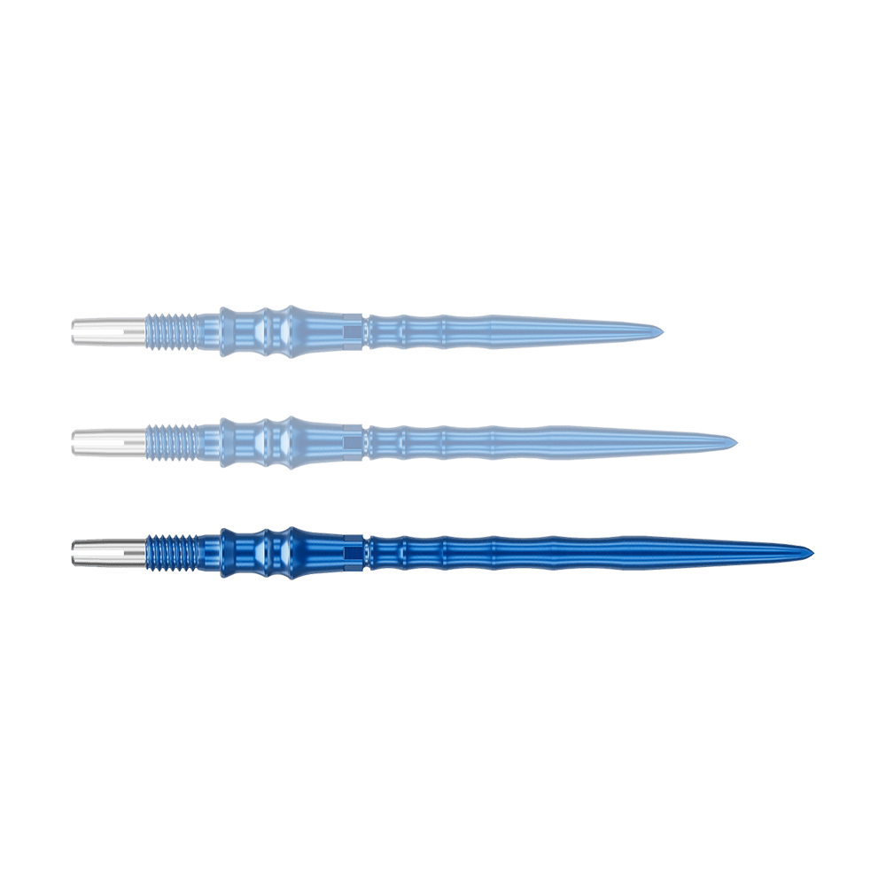 Pointes de fléchettes Target Japan Premium Swiss Point - Bleues Das Bild zeigt eine blaue Dartspitze. Die Spitze ist 40 mm lang.
