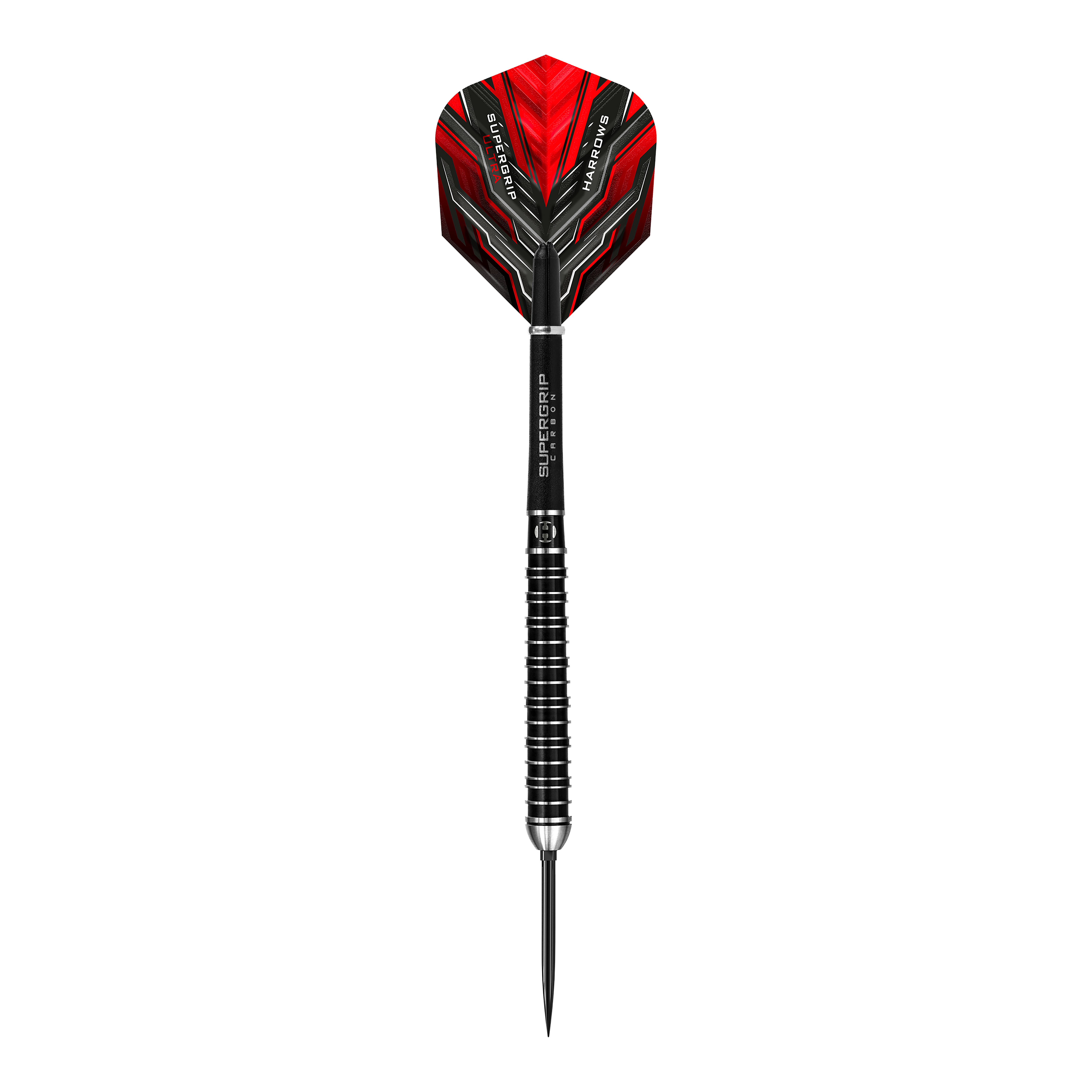 Fléchettes en acier Harrows Supergrip Ultra Quick Point Das Produkt Harrows Supergrip Ultra Quick Point Steeldarts ist zu sehen. Die Oberfläche der Darts wird gezeigt.