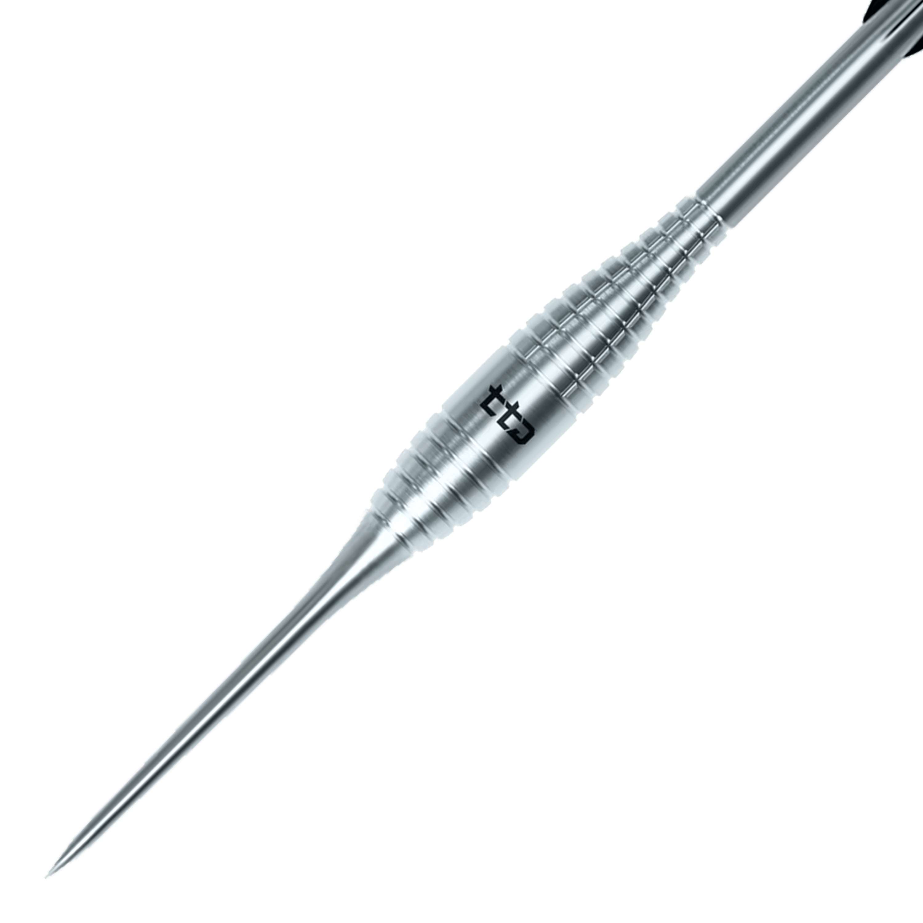 Die Abbildung präsentiert die Caliburn TTD Complete Titanium T2 Silver Steeldarts - 6g. Diese Steeldarts bieten optimale Performance und stilvolles Design.