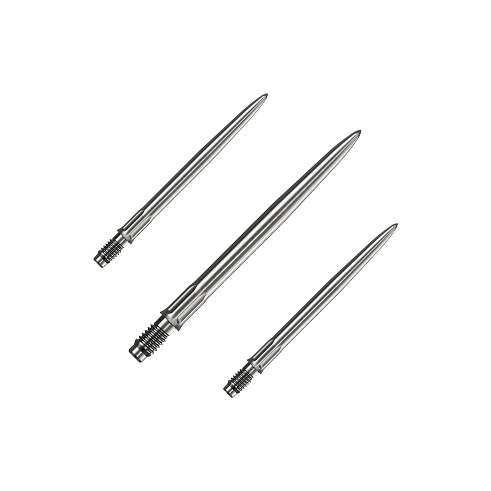 Pointes de fléchettes Mission R2.5 Rapid Point SM1 - Argent Ein Set silberner Dartspitzen ist abgebildet. Es sind Mission R25 Rapid Point SM1 Dartspitzen mit 30mm Länge.