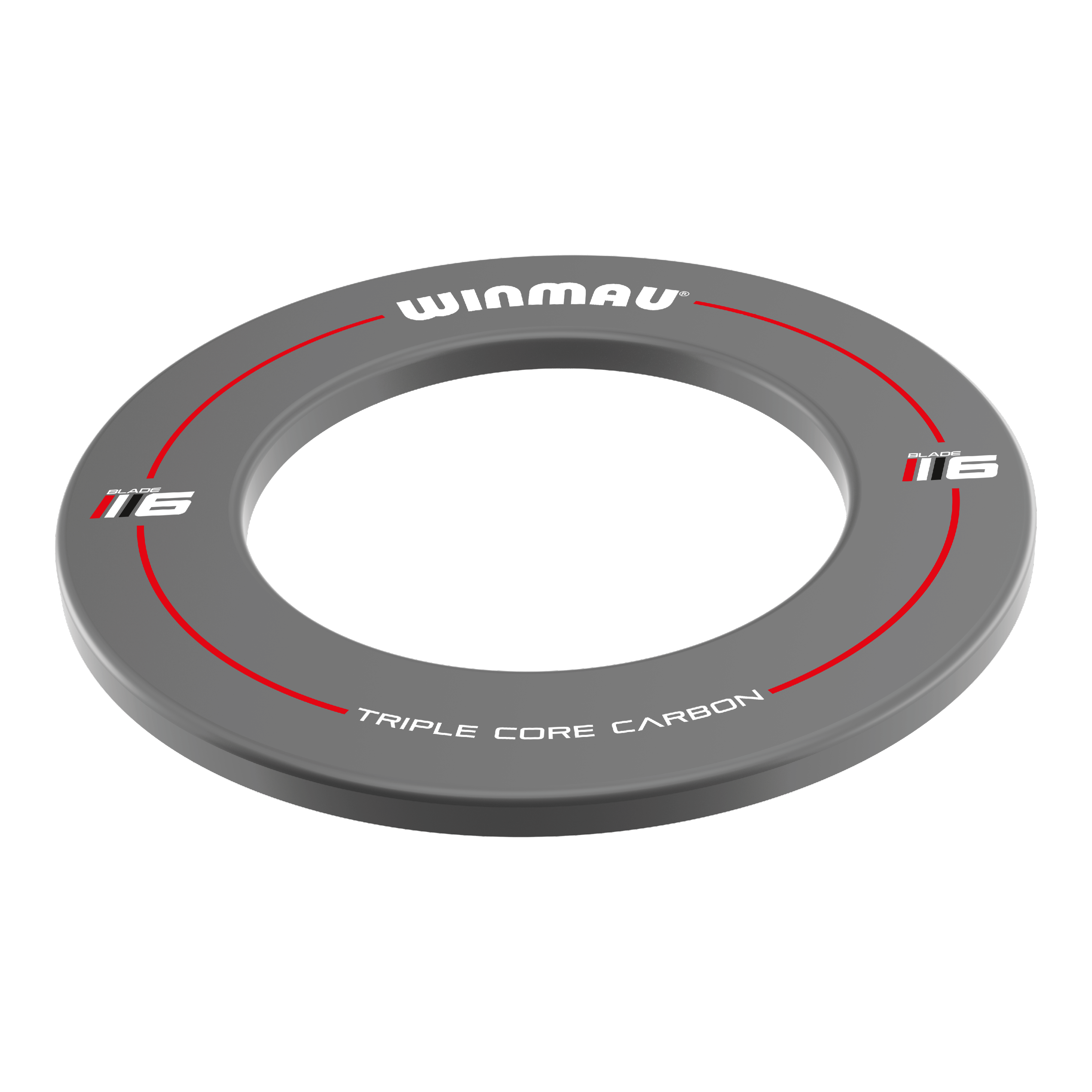 Winmau Blade 6 Design Dartboard Surround - Grau Dies ist ein grauer Dartboard-Surround der Marke Winmau, Modell Blade 6. Er dient als Schutzring für die Wand rund um die Dartscheibe.