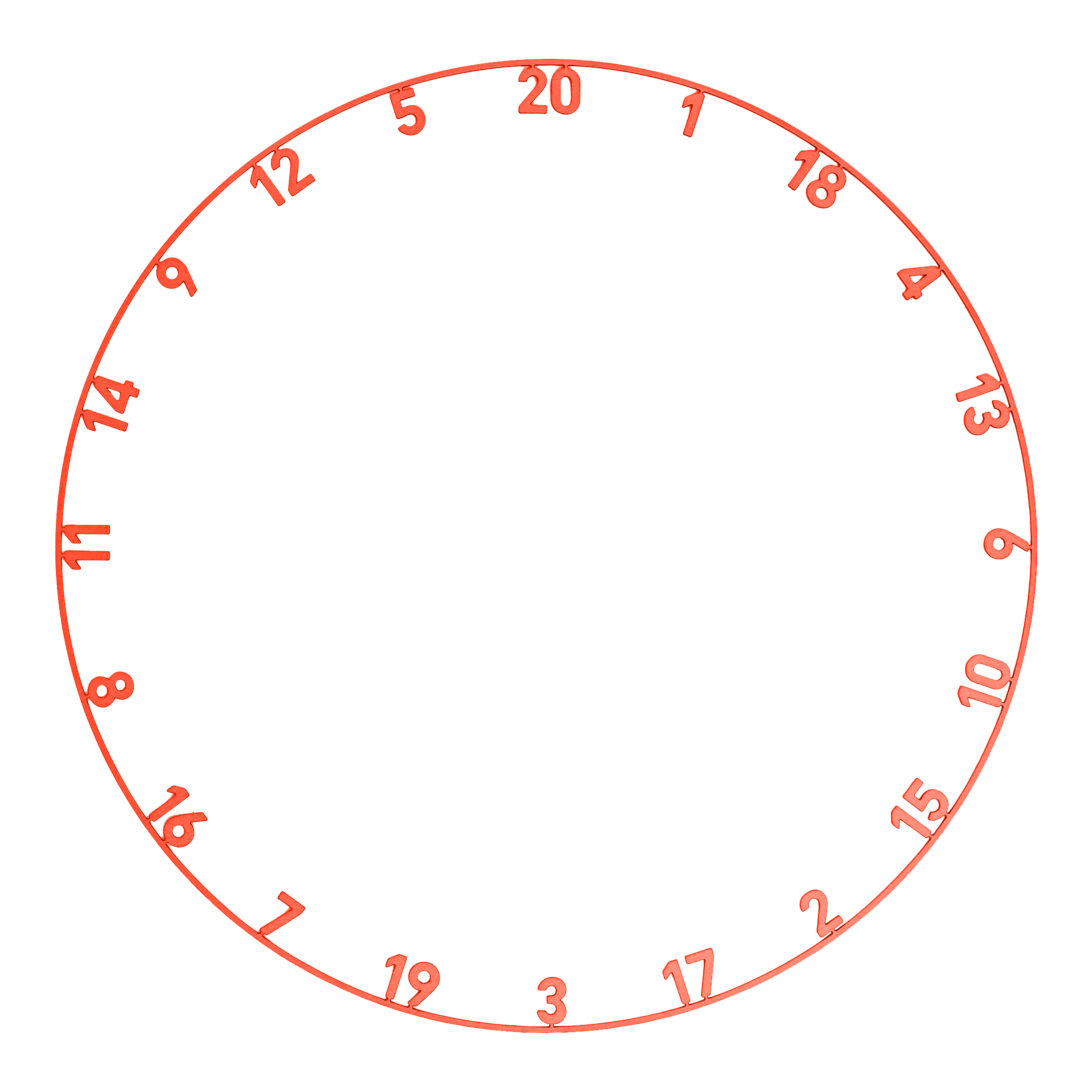 Das Bild zeigt einen Zahlenring mit Lasercut-Design in Inferno Red. Dieses Zubehör gehört zum Darts-Sport.