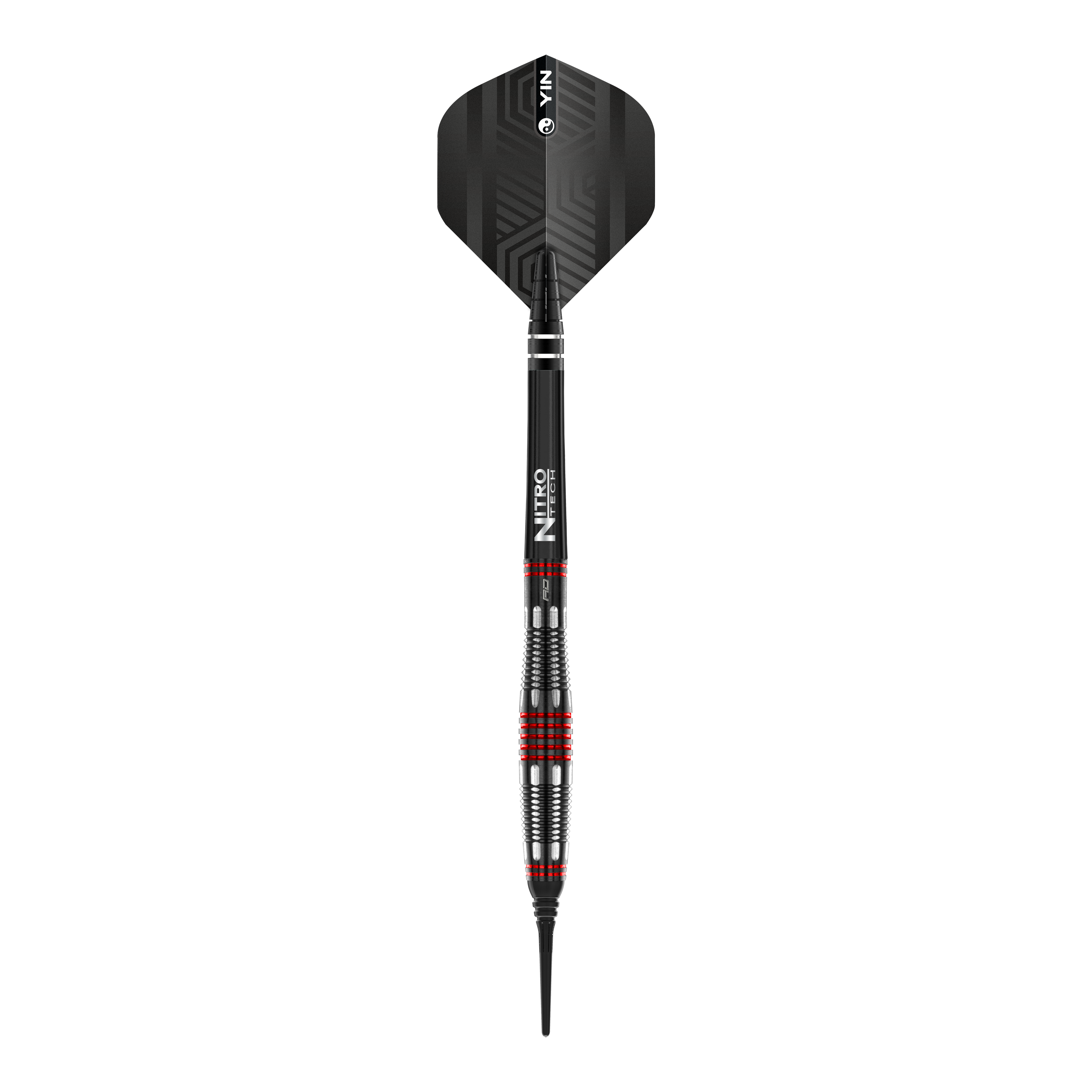 Fléchettes souples Red Dragon Marlin Venom - 22 g Das Bild zeigt einen Red Dragon Marlin Venom Softdart mit einem Gewicht von 22g. Der Dart hat ein modernes Design mit schwarzen und roten Akzenten.