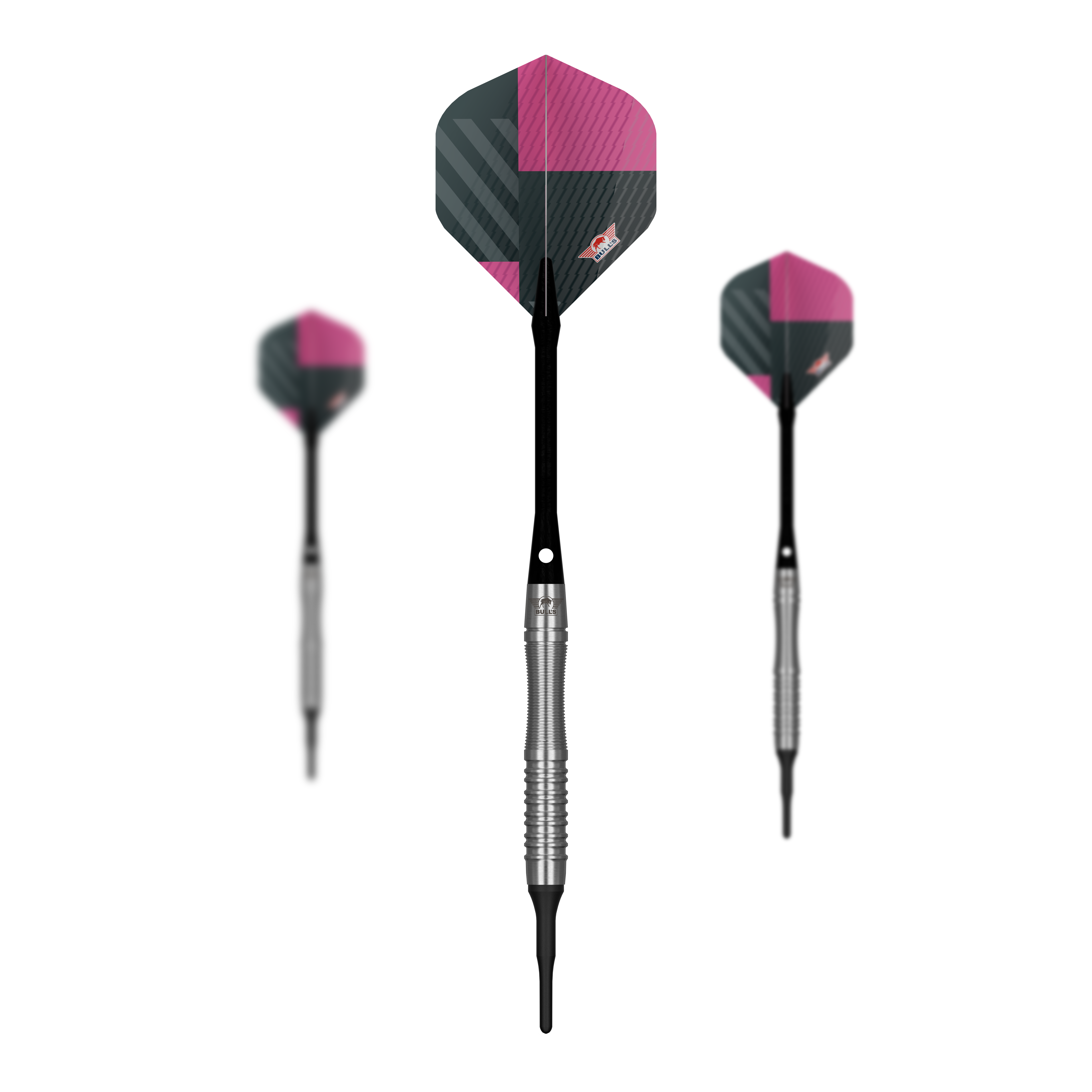 Fléchettes souples Bulls NL Volt Pink - 19 g Zu sehen ist ein Set Bulls NL Volt Pink Softdarts - 19g. Mehrere Pfeile sind enthalten.