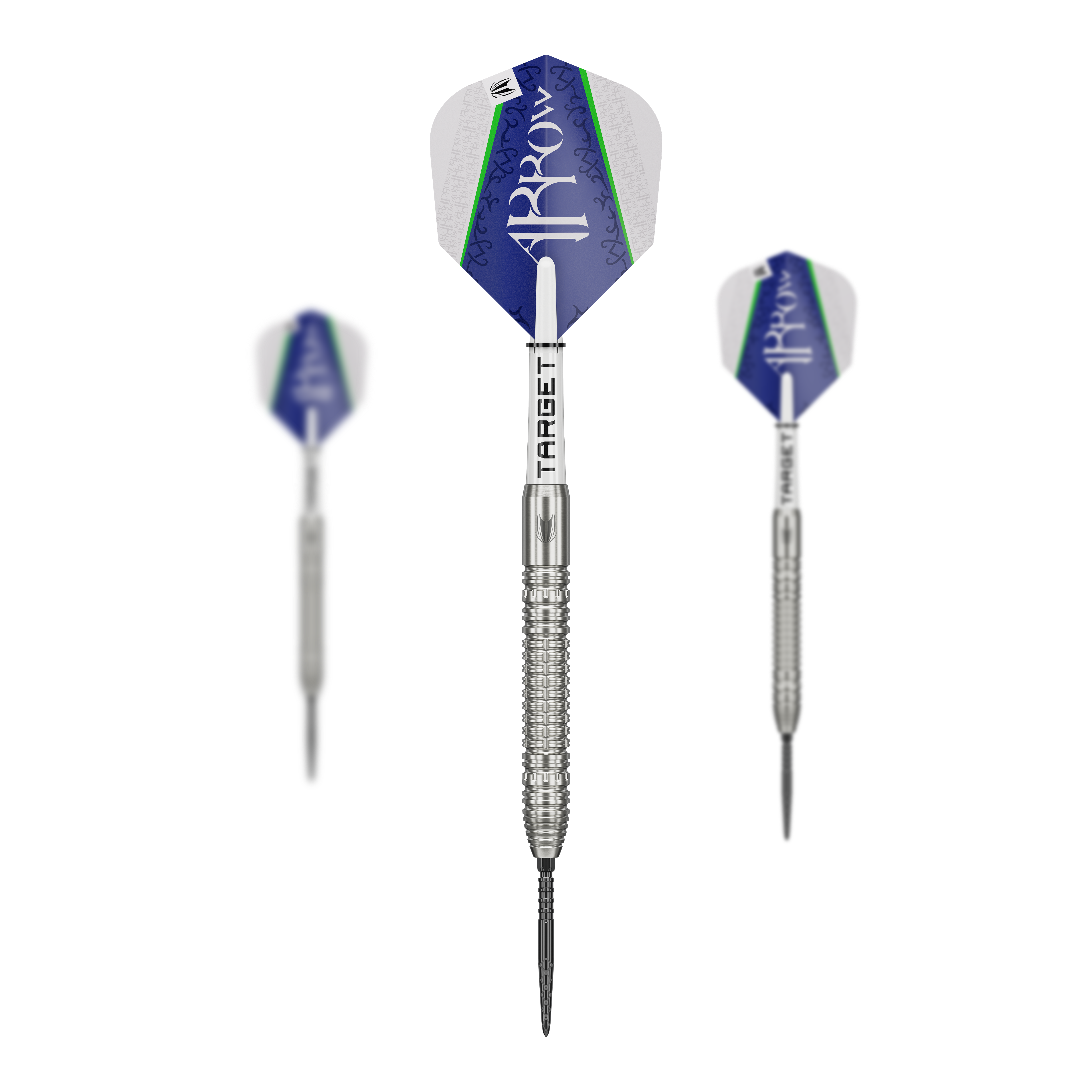 Fléchettes en acier Target Shane McGuirk GEN1 Swiss Point - 23 g Target Shane McGuirk GEN1 Swiss Point Steeldarts - 23g sind als Set dargestellt. Die Barrels zeigen eine besondere Riffelung.