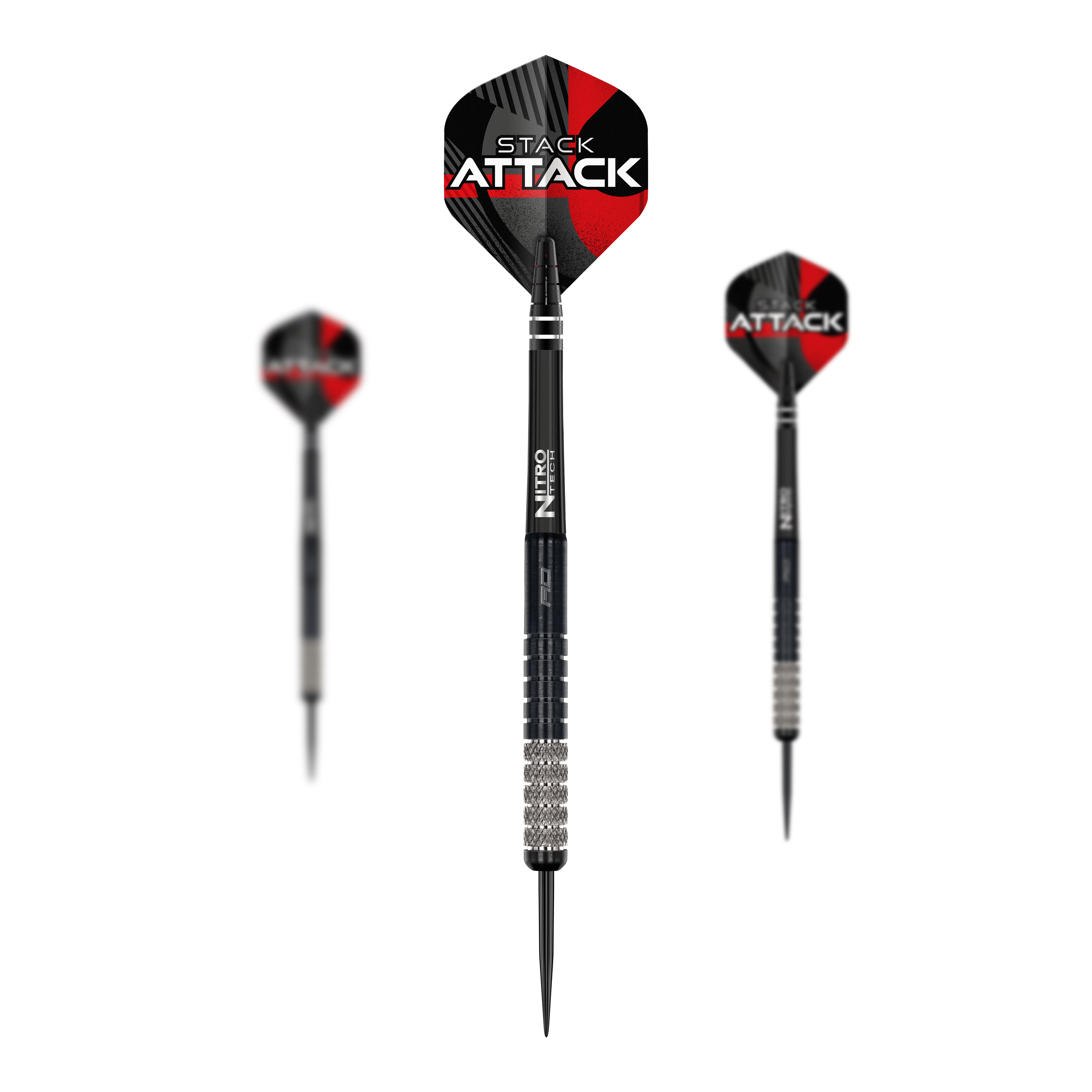 Fléchettes en acier Red Dragon Rob Owen Stack Attack - 22 g Dies ist das Produkt Red Dragon Rob Owen Stack Attack Steedarts - 22g. Das Bild zeigt ein Set dieser Steeldarts.