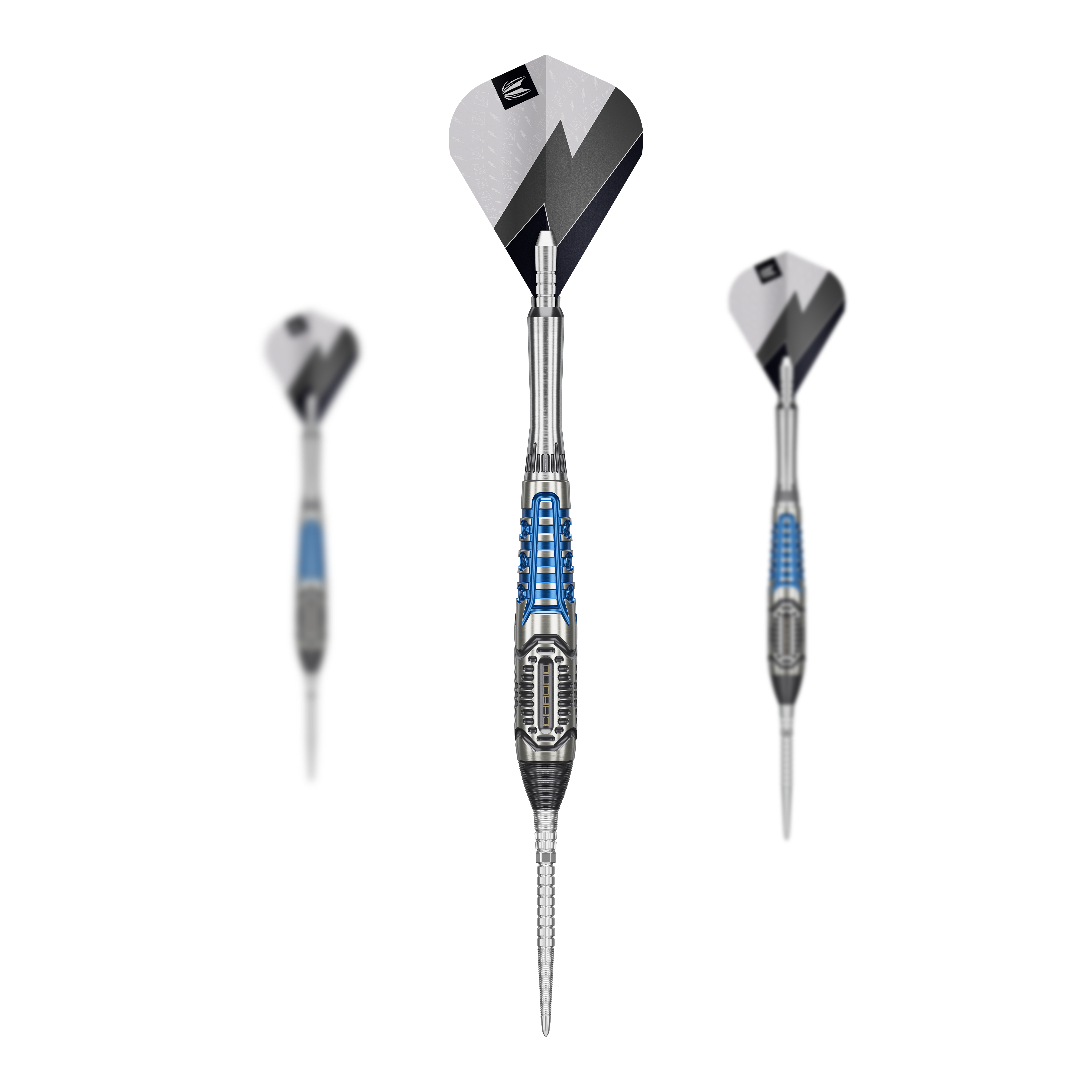 Fléchettes en acier Target Phil Taylor Power X Chrono Swiss Points Das Bild zeigt die Target Phil Taylor Power X Chrono Swiss Points Steeldarts. Gezeigt wird ein Satz Darts mit spezieller Gestaltung.
