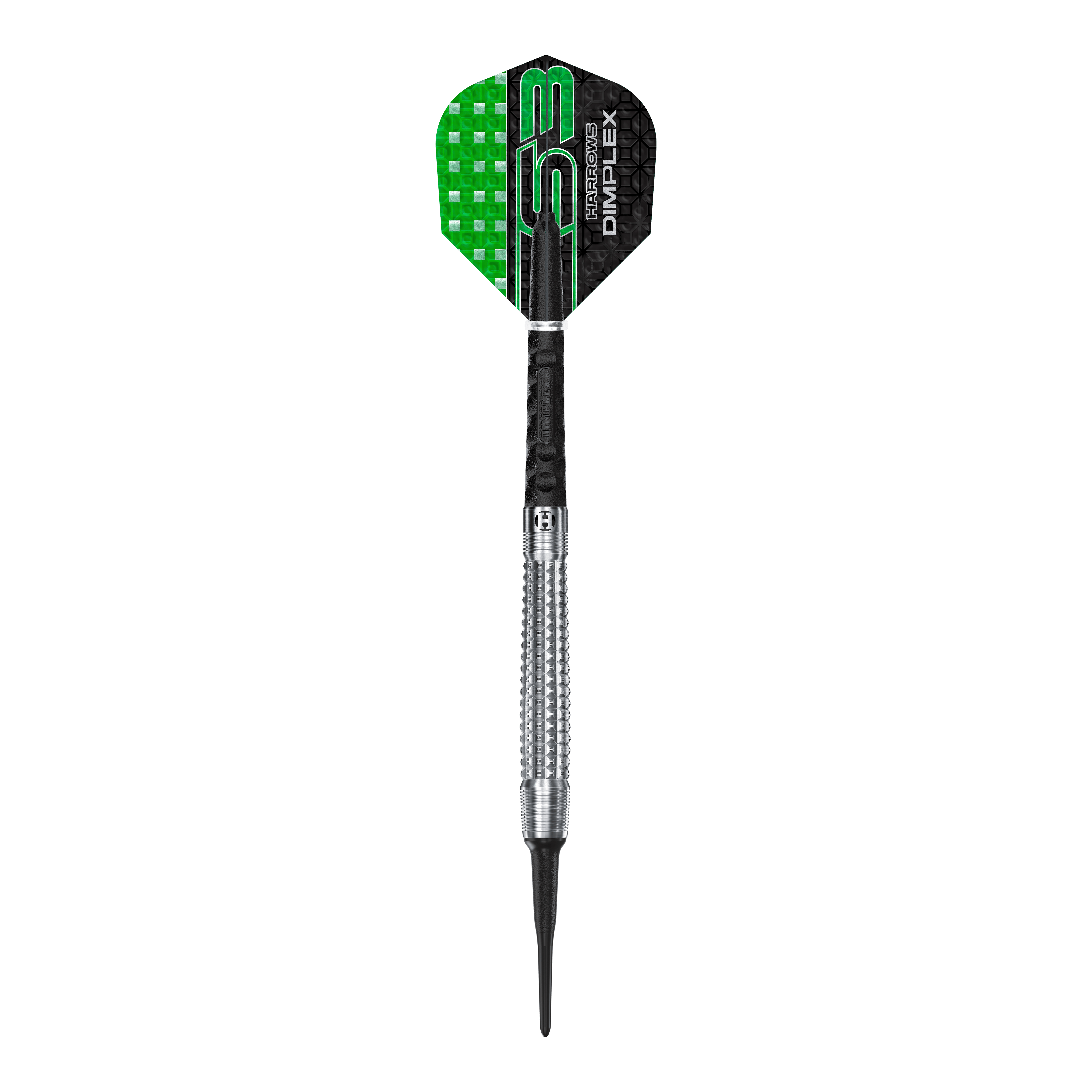 Fléchettes souples coniques Harrows Dimplex S3 Ein einzelner Harrows Dimplex S3 Tapered Softdart liegt auf dem Bild. Die Details sind deutlich erkennbar.