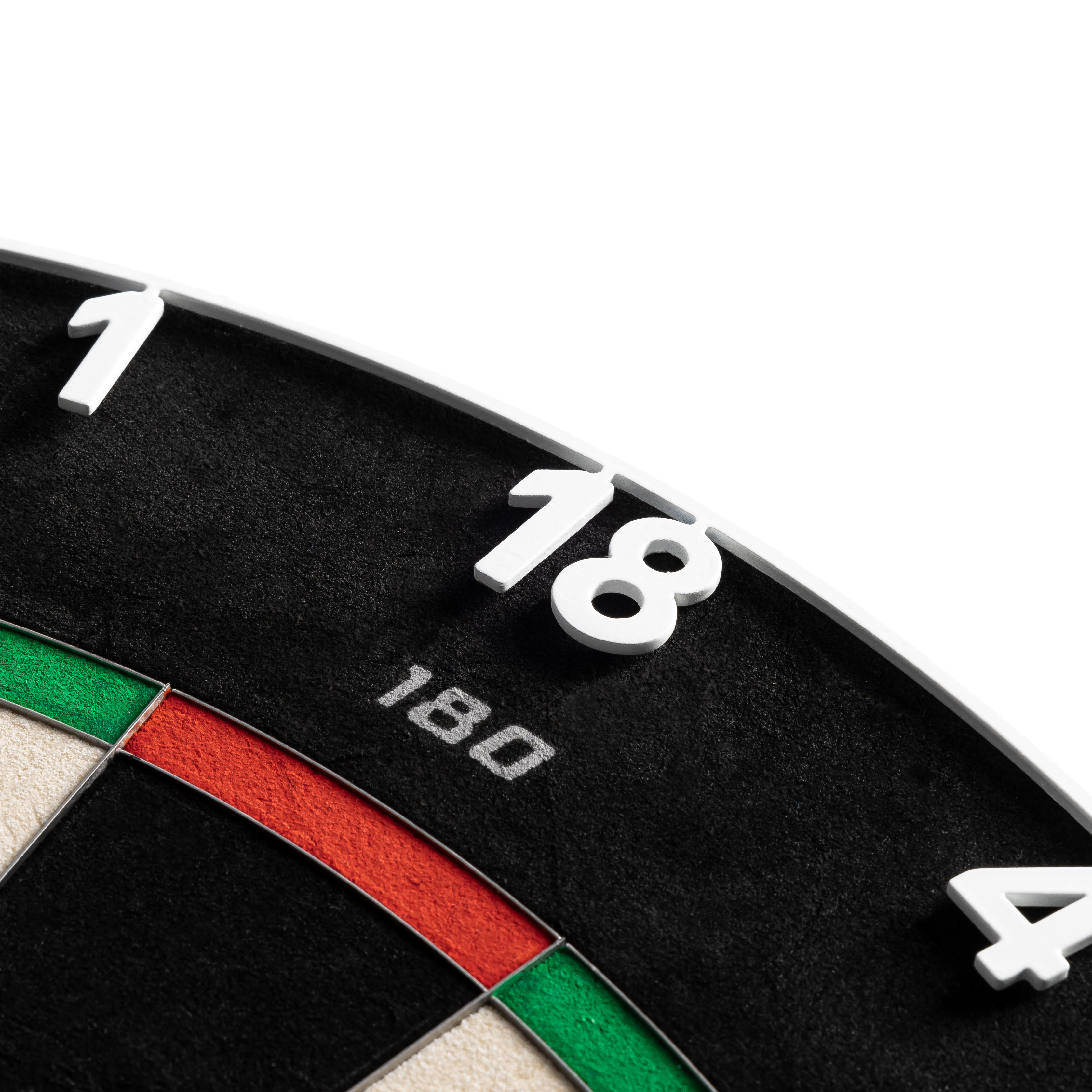 Cible de fléchettes Precise 180 Endorphine en acier avec anneau numéroté - Blanc classique Das Precise 180 Endorphine Steeldartboard mit Nummernring in Weiß ist auf dem Bild zu erkennen. Die hochwertige Steeldartscheibe eignet sich für den professionellen Einsatz.