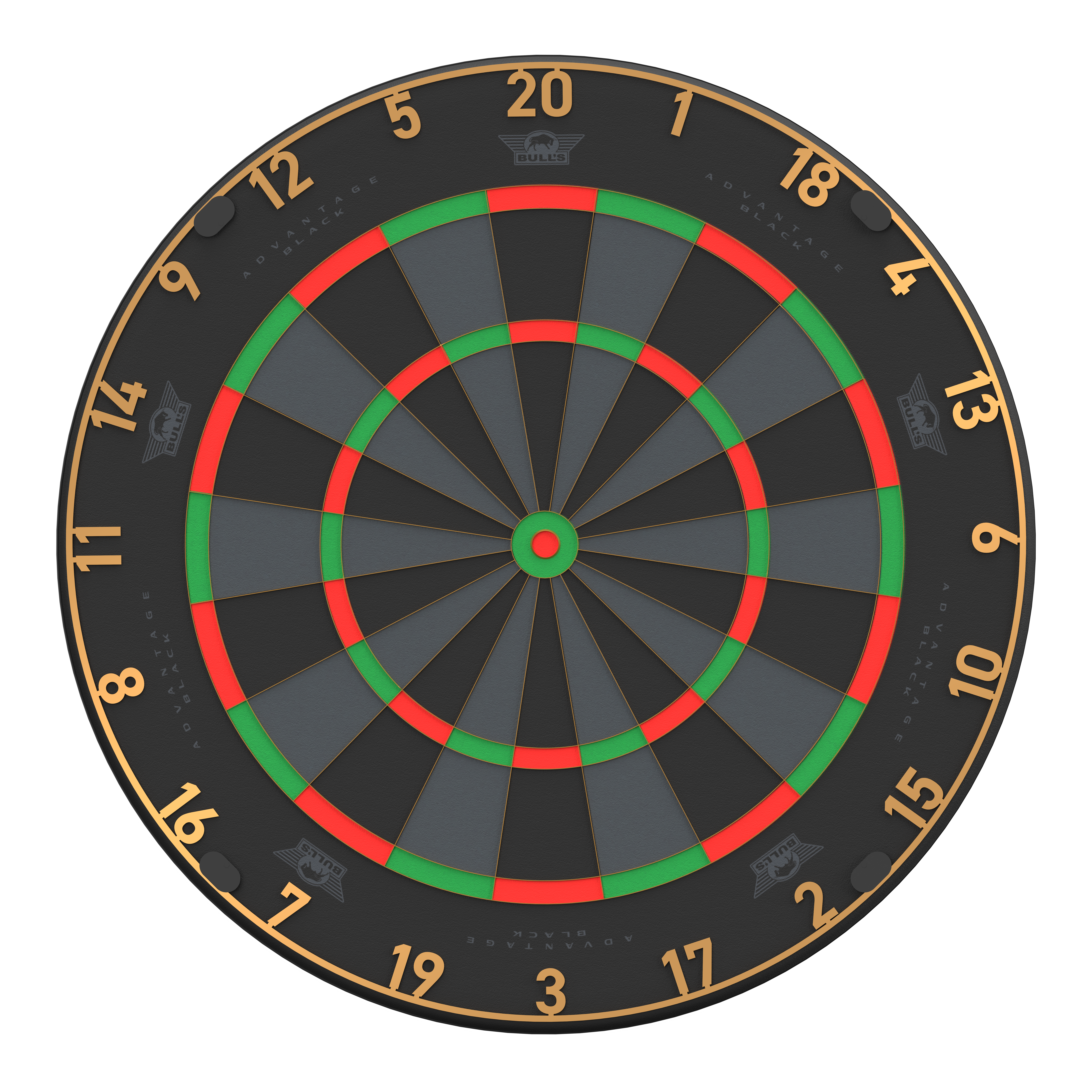 Cible de fléchettes en acier Bulls NL Advantage Black Edition Das Bild zeigt ein BullsNL Advantage Black Edition Steeldartboard. Es handelt sich um ein Produktbild des Dartboards.