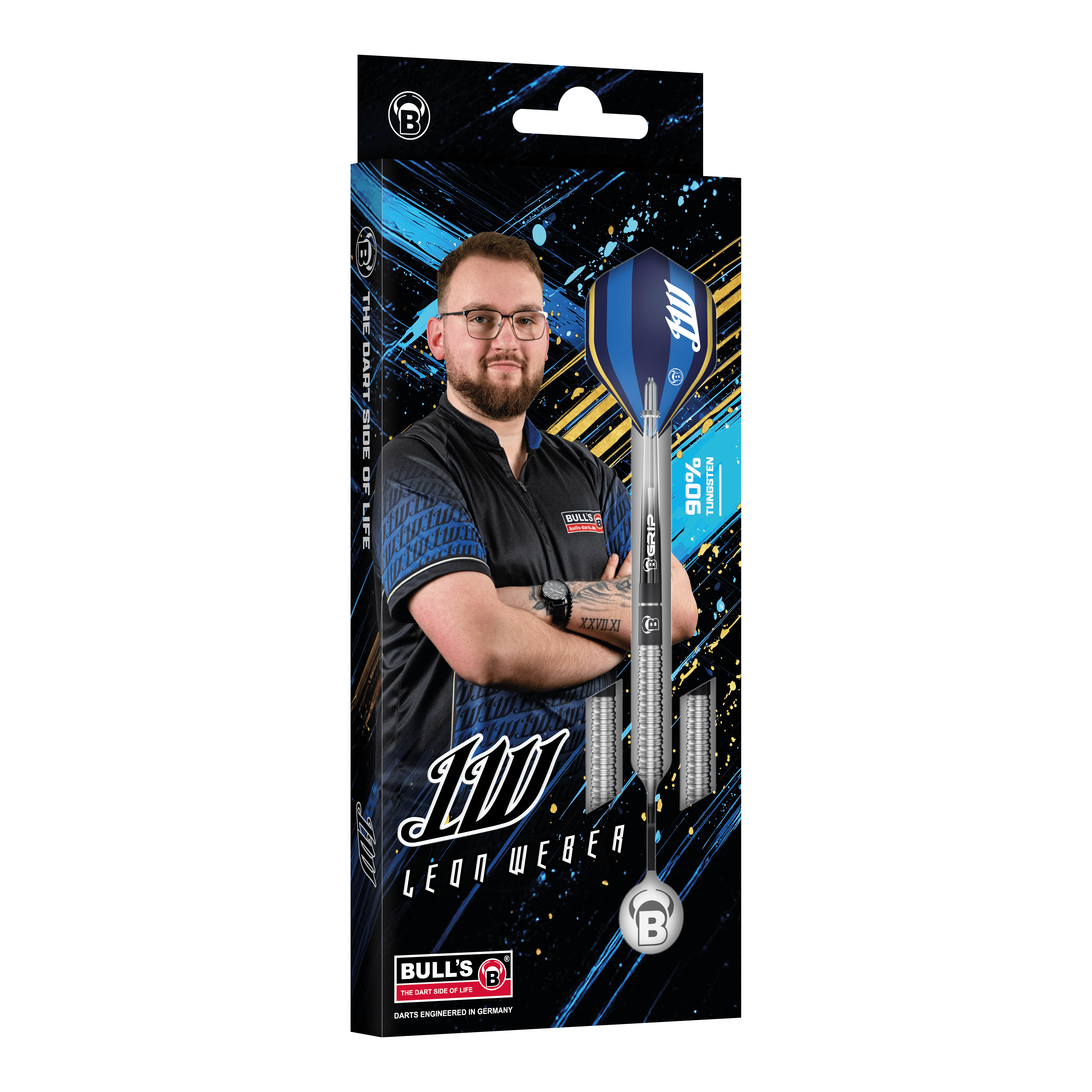 Fléchettes souples Bulls Leon Weber - 22 g Das Bild zeigt Bulls Leon Weber Softdarts mit 22 Gramm Gewicht. Die Darts sind speziell für Softdart-Spiele entwickelt.