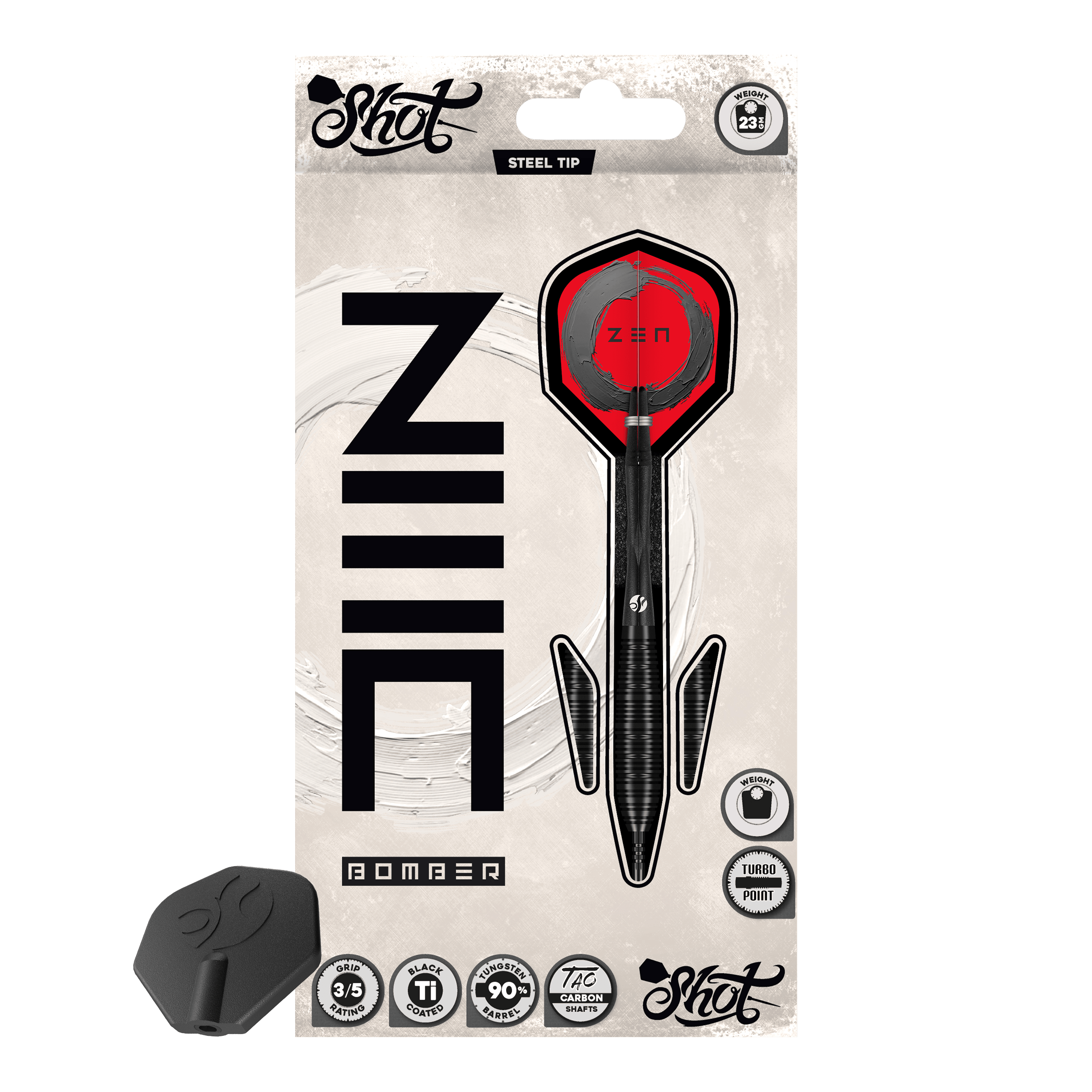 Fléchettes en acier Shot ZEN Bomber Turbo Point Abgebildet ist das Produkt Shot ZEN Bomber Turbo Point Steeldarts. Dieser Dartpfeil wird für das Steeldartspiel verwendet.