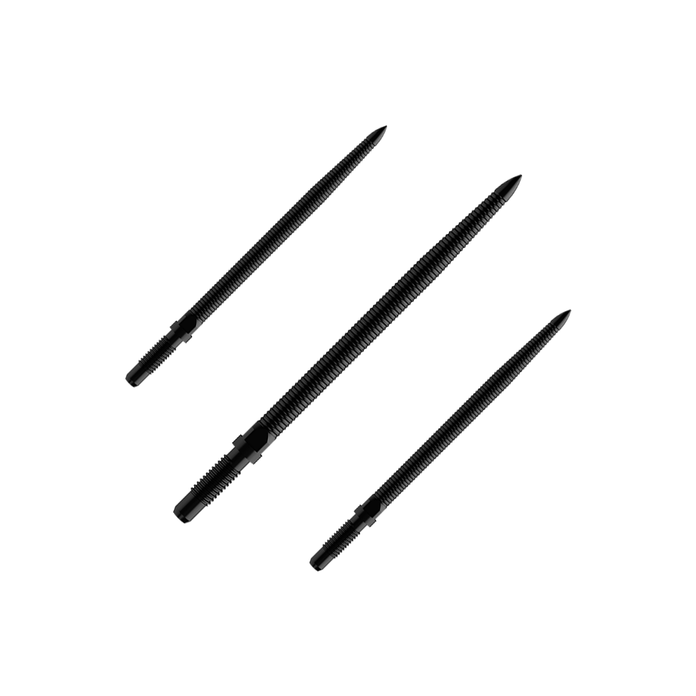Pointes de fléchettes convertibles Bulls NL - Micro Grip - Noires Abgebildet ist ein Set von Dartspitzen mit MicroGrip und schwarzer Farbe. Der Dateiname lautet BU57704_BullsNL_Convertible_Points_MicroGrip_Schwarz_32mm_1Set.