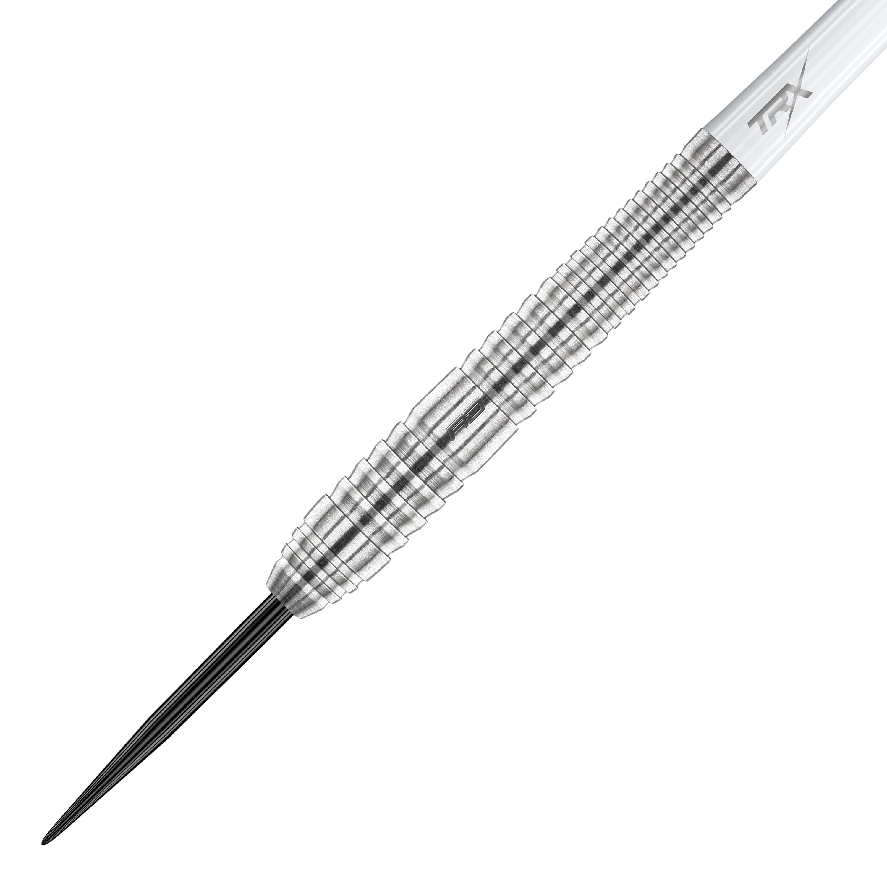 Dragon Rouge Seren 2 Pure Steeldarts Das Bild zeigt einen Red Dragon Seren 2 Pure Steeldart. Der Dartpfeil ist silberfarben mit markanten Rillen für besseren Halt.
