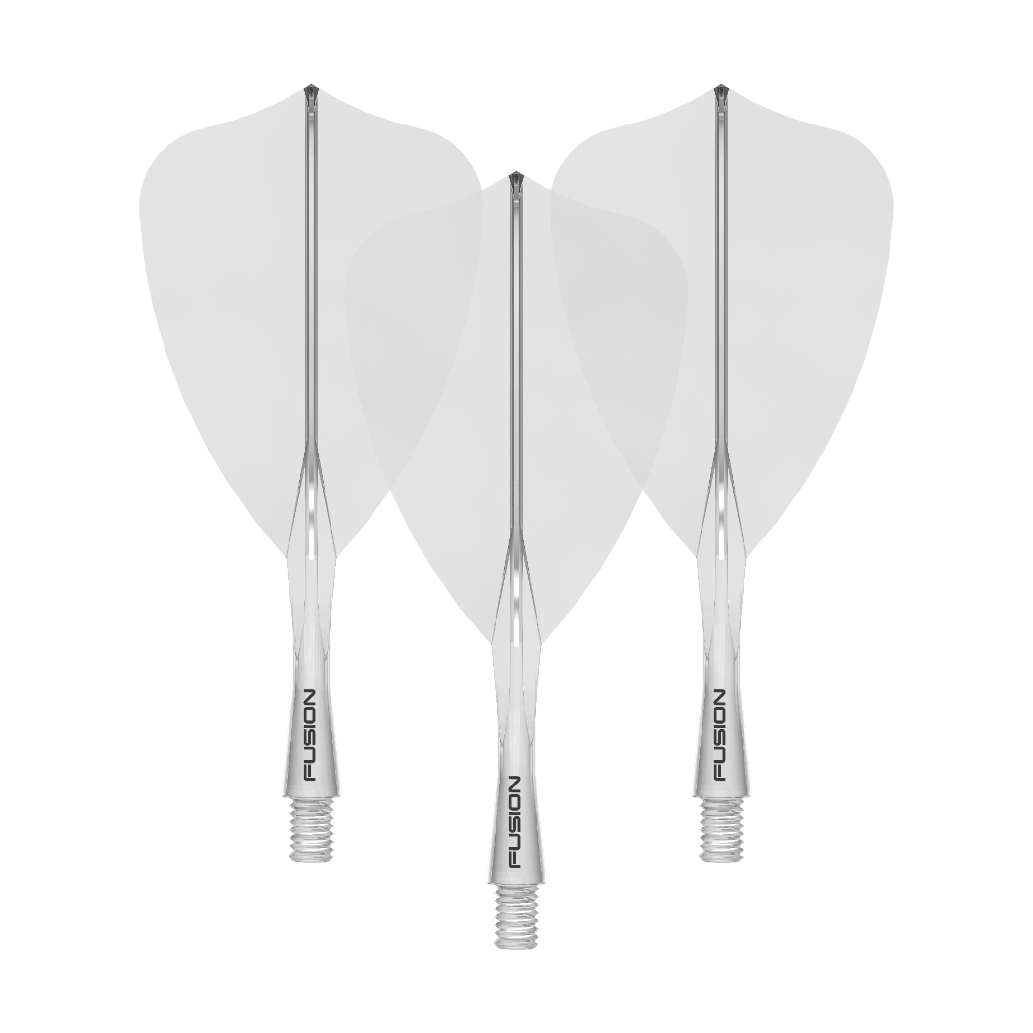 Système de flèches Winmau Fusion Flight Shaft System Arrow Clear Das Bild zeigt ein Winmau Fusion Flight Shaft System Arrow, klar und 22mm lang. Es handelt sich um ein Set von Schäften für Dartpfeile.