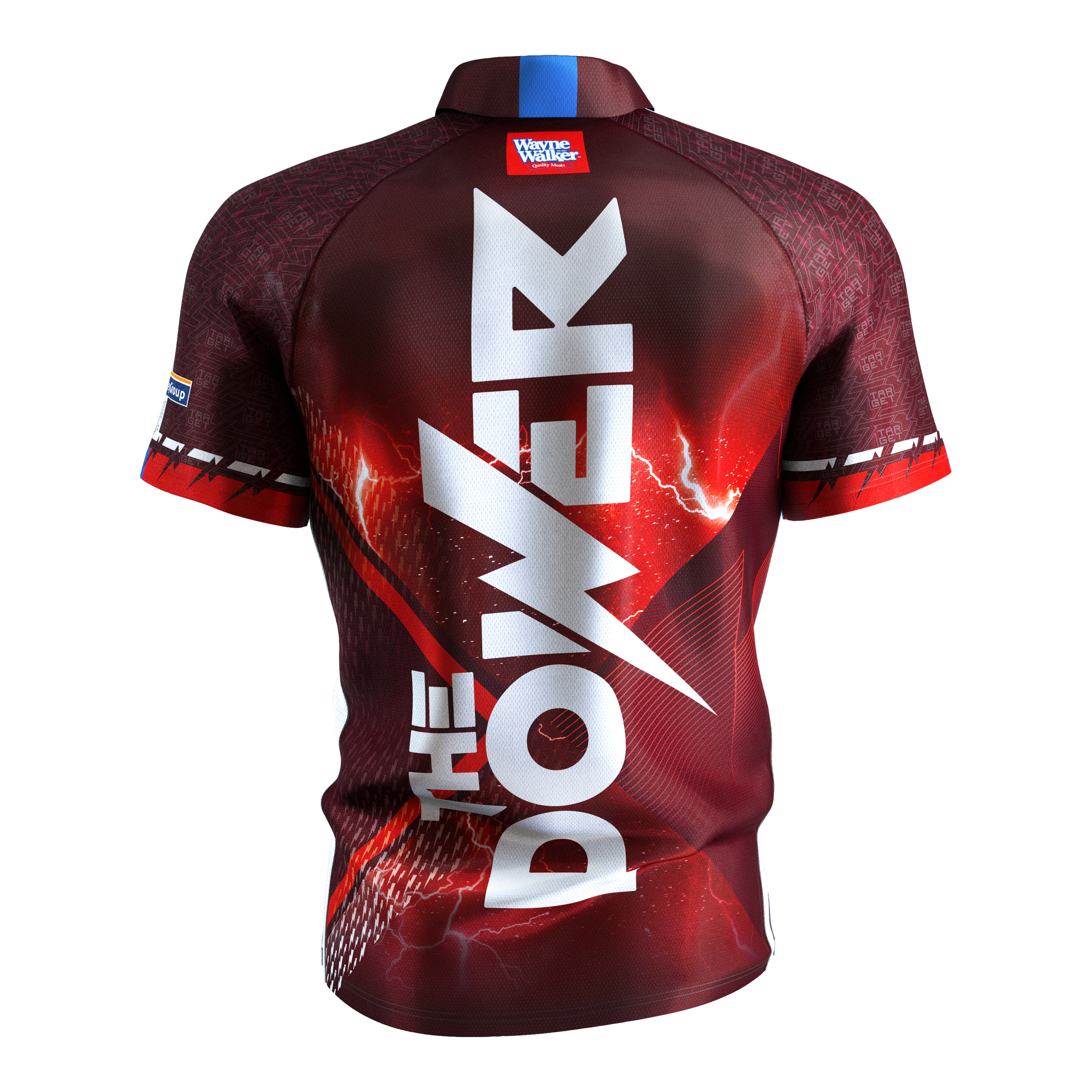 Maillot de fléchettes Target Coolplay Phil Taylor 2025 Das Bild zeigt das "Target Coolplay Phil Taylor 2025 Dartshirt" von hinten. Auf dem Rücken steht in großen weißen Buchstaben "THE POWER".