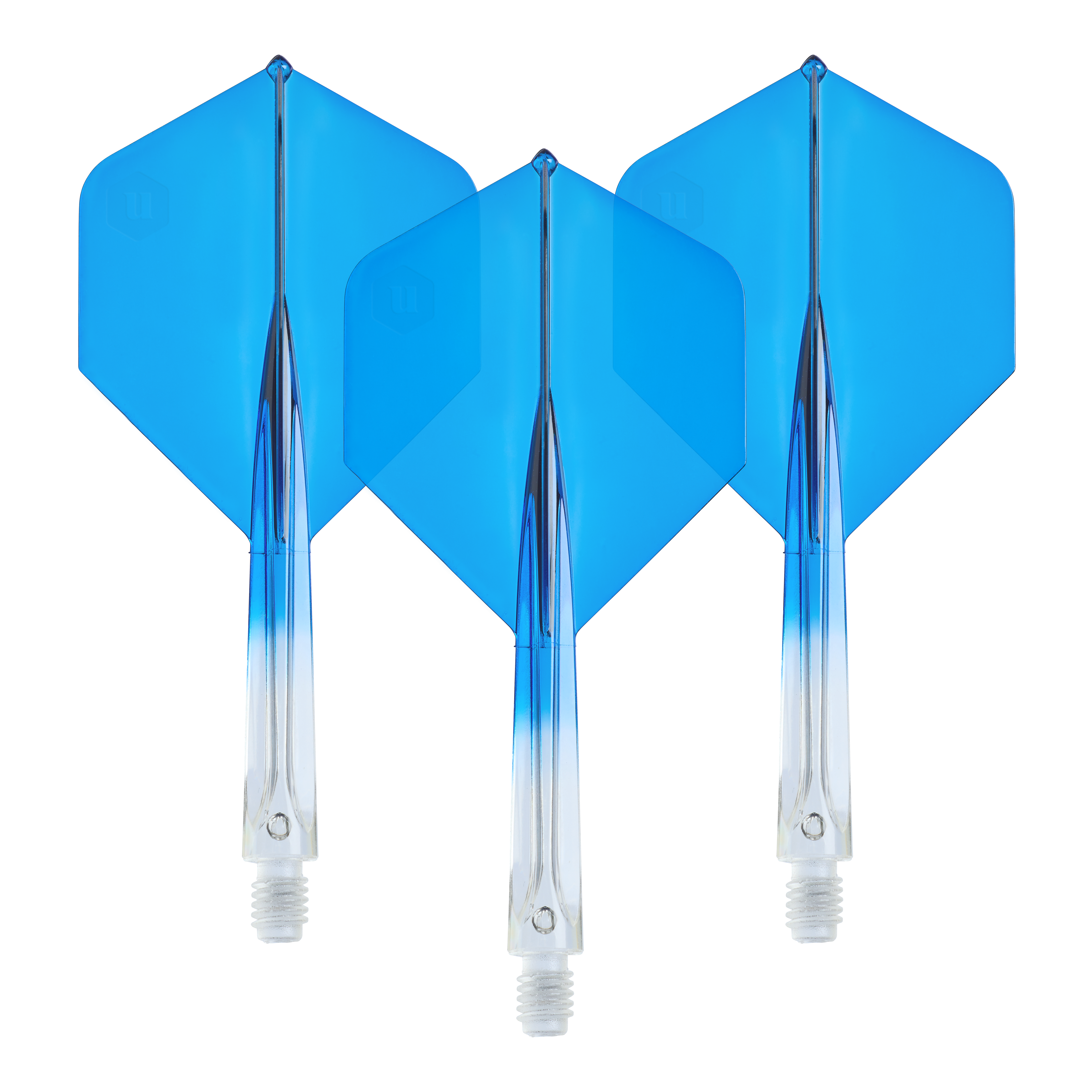 Volants standard bicolores Unicorn Forge n°2 - Bleu clair - Moyen Unicorn Forge Two Tone No2 Standard Flights in Klar Blau, Medium, als Set dargestellt. Sie eignen sich zum Auswechseln für Dartpfeile.
