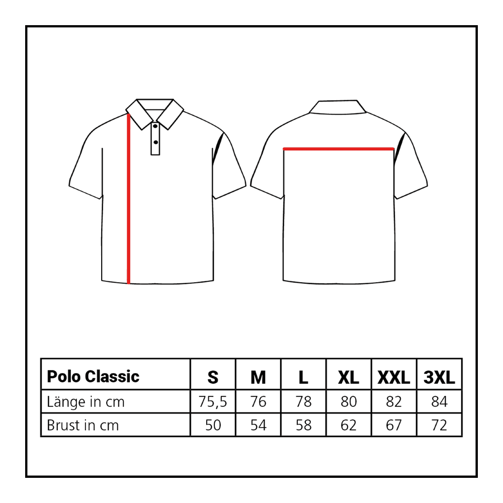 Polo Classique Collection Lion Das Bild zeigt das Löwen Kollektion Polo Classic. Dargestellt wird eine Übersicht oder Tabelle des Poloshirts.