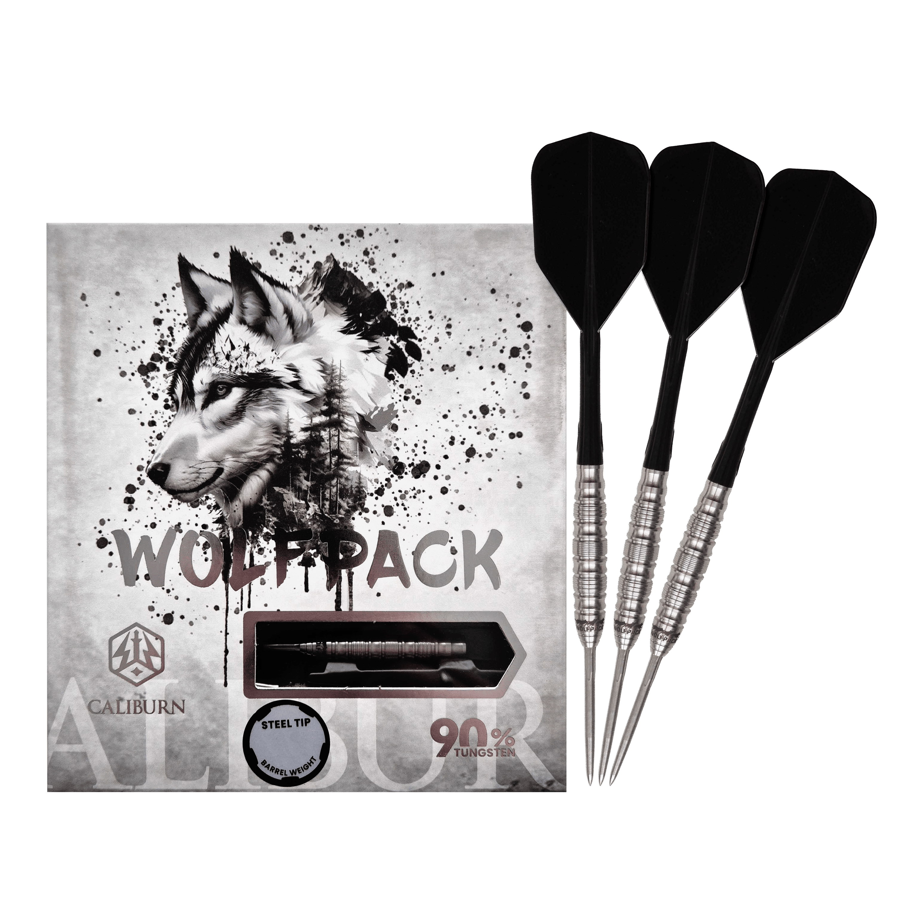 Fléchettes en acier Caliburn Wolfpack W5 - 22 g Dieses Bild zeigt die Caliburn Wolfpack W5 Steeldarts - 22g. Die Steeldarts sind für das klassische Dartspiel geeignet.