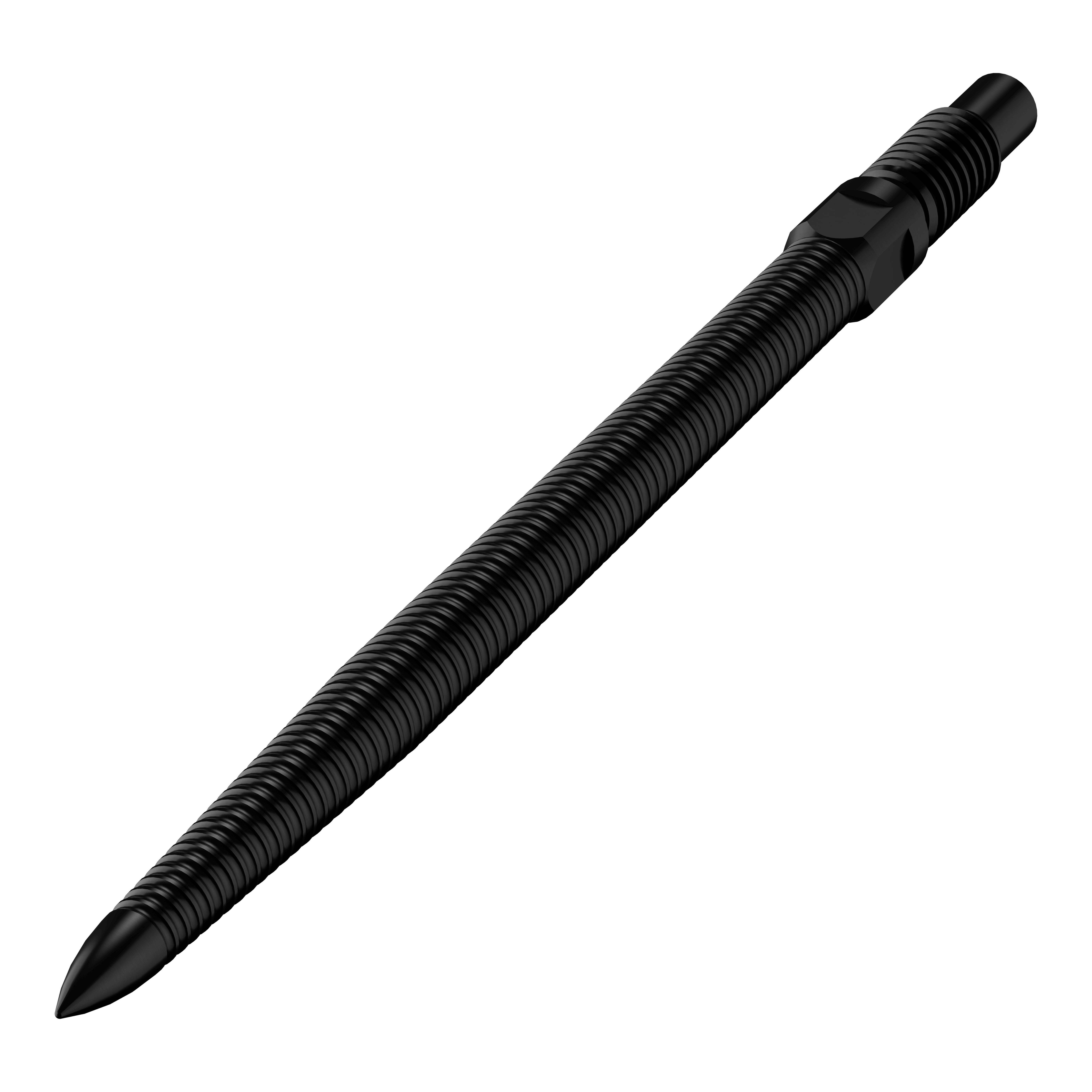 Pointes de fléchettes convertibles Bulls NL - Micro Grip - Noires Das Bild zeigt eine einzelne schwarze Dartspitze mit feiner MicroGrip-Struktur. Diese trägt den Namen BU57704_BullsNL_Convertible_Points_MicroGrip_Schwarz_32mm_2.